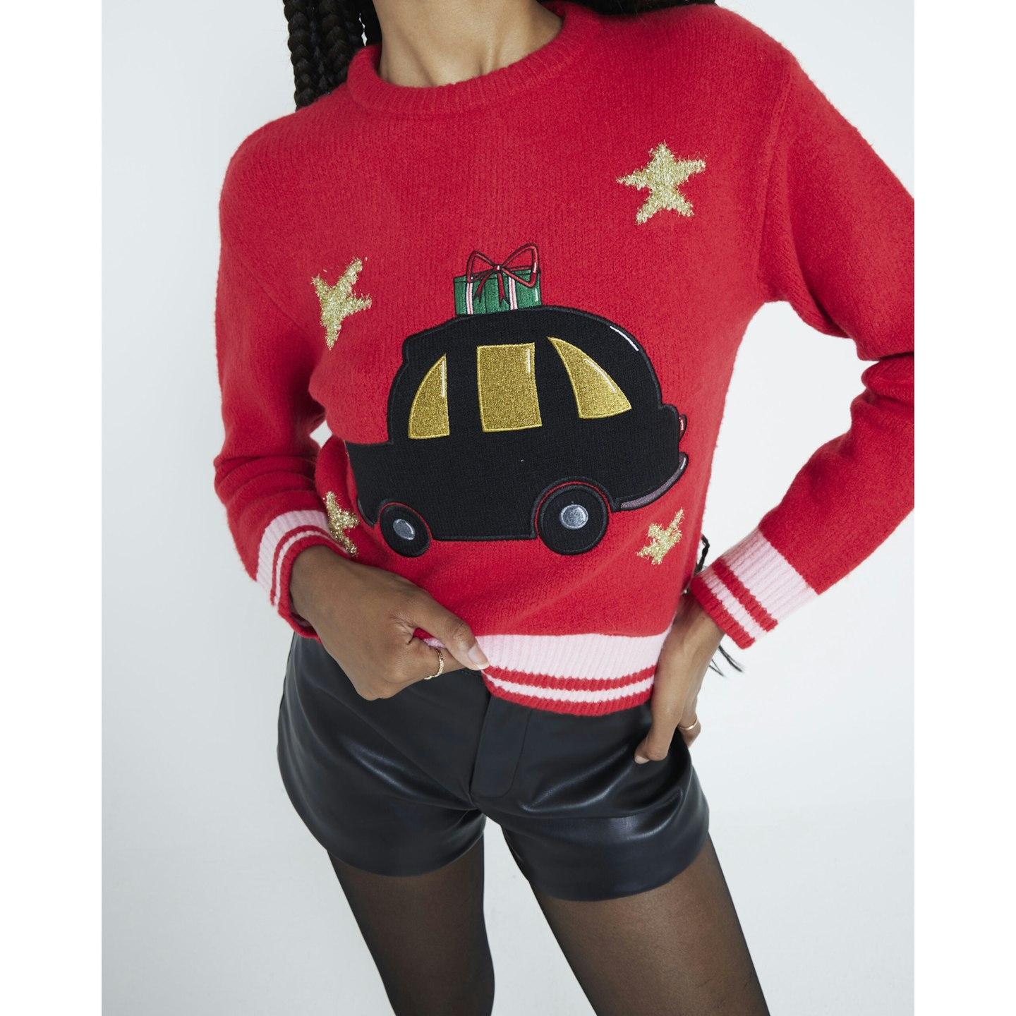 Red taxi Christmas jumper