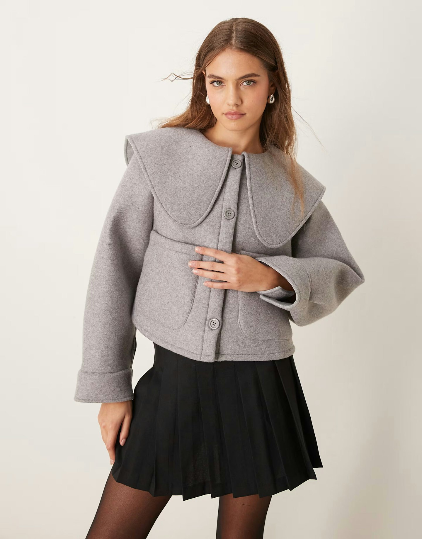 ASOS DESIGN Oversized Collared Jacket in Grey