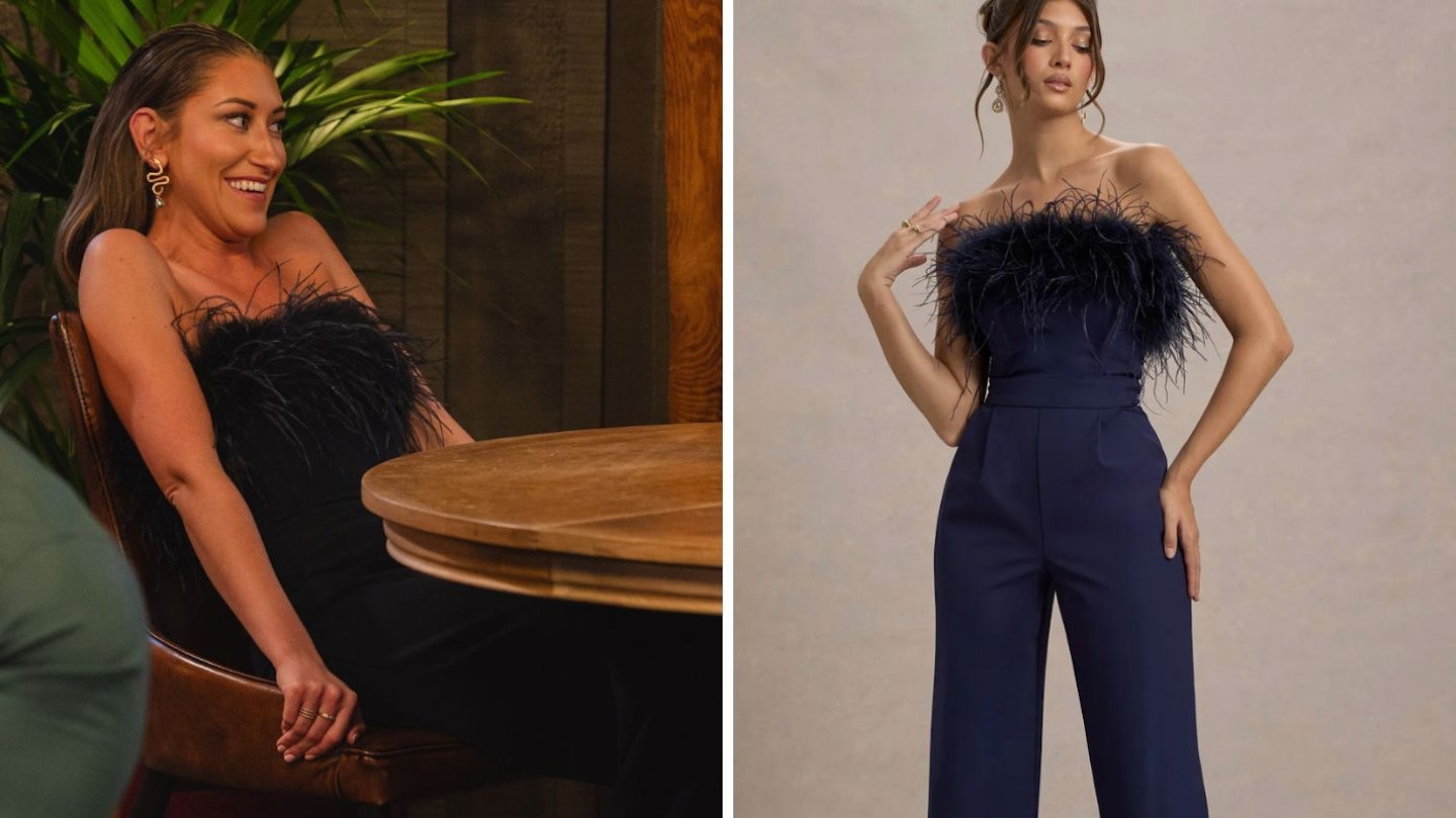 Hannah's feather jumpsuit