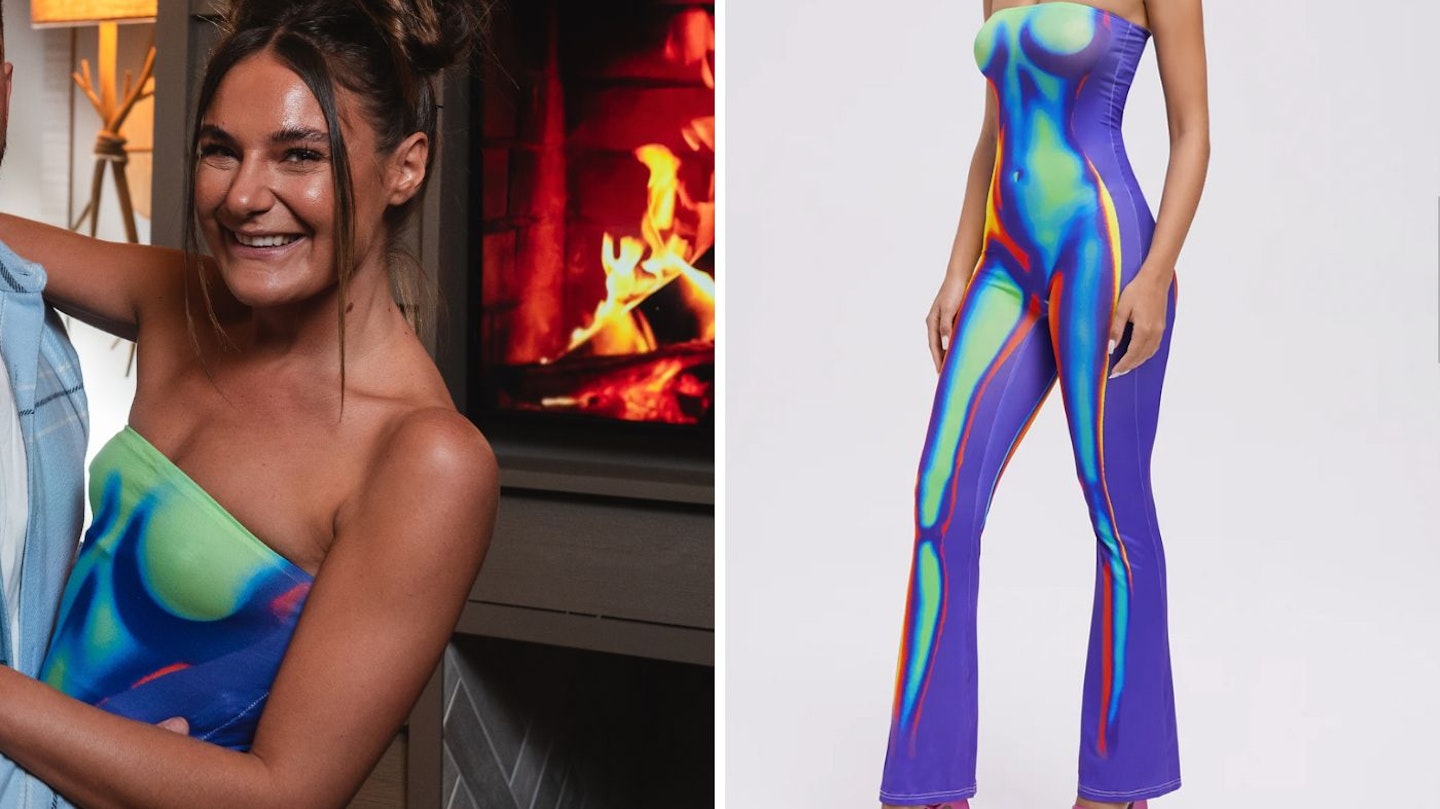 Kristina's multicolored bodysuit