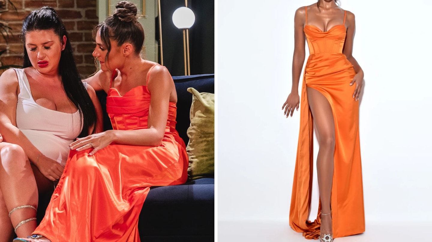 Kristina's orange corset dress
