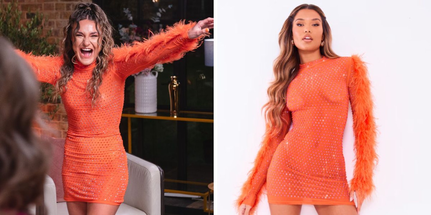 Kristina's orange feather dress