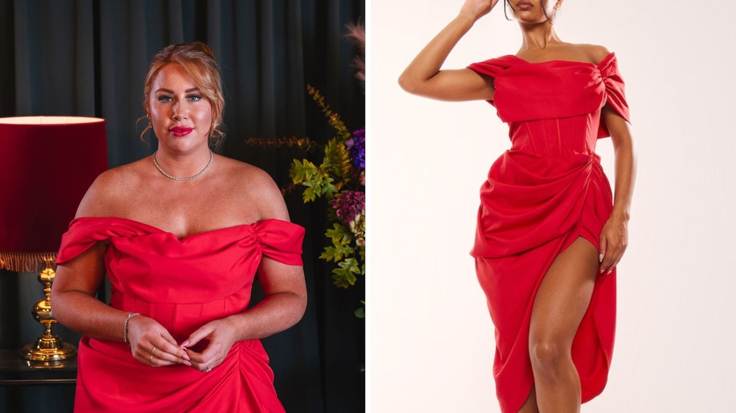 Polly's red corset dress