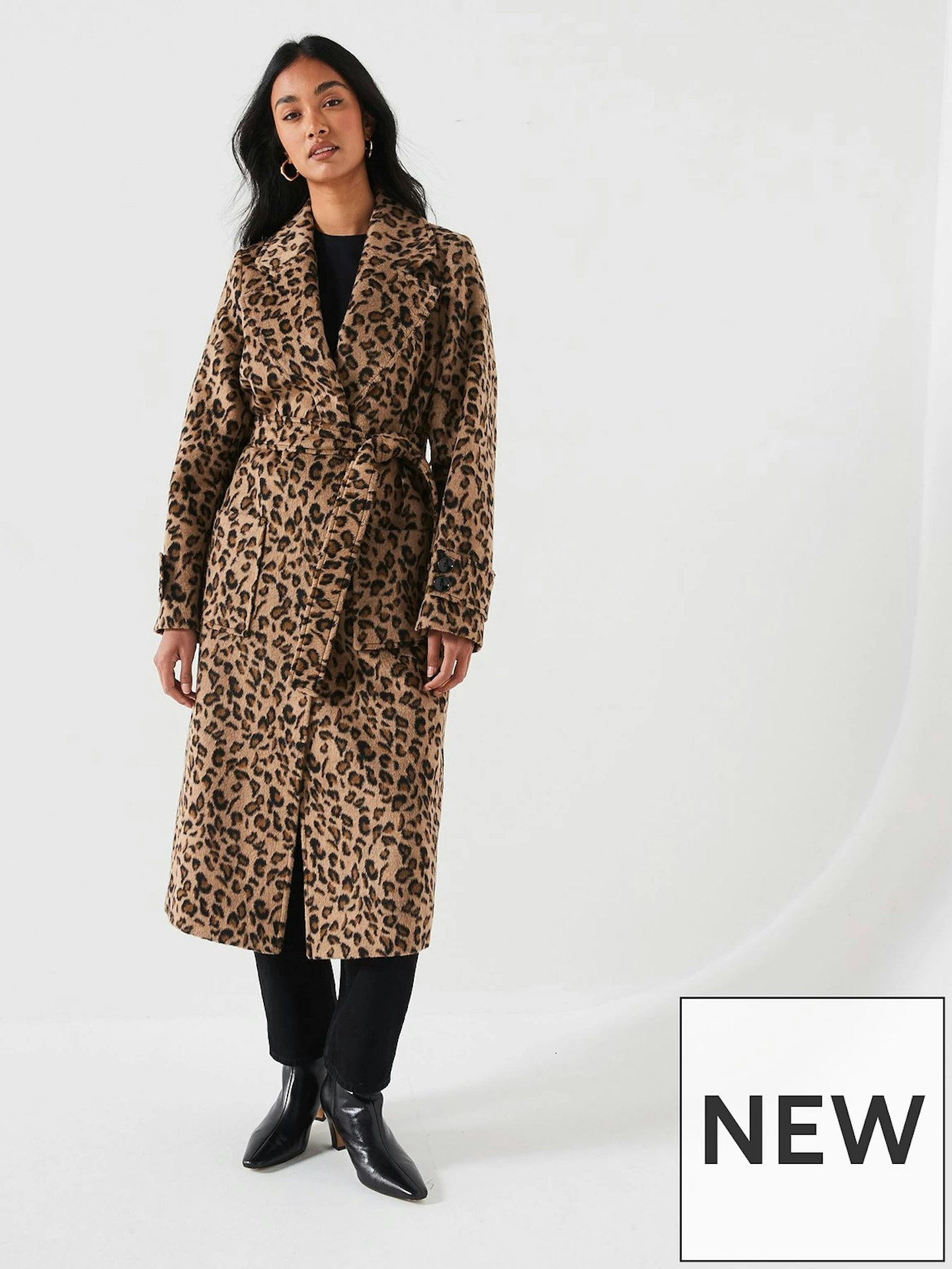V By Very Leopard Print Wrap Coat