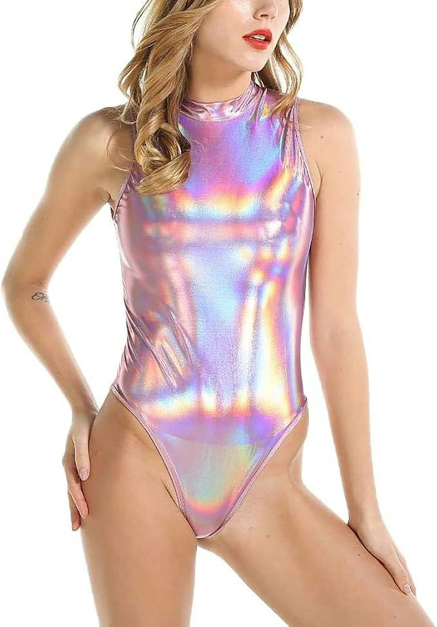 Sleeveless Metallic Bodysuit