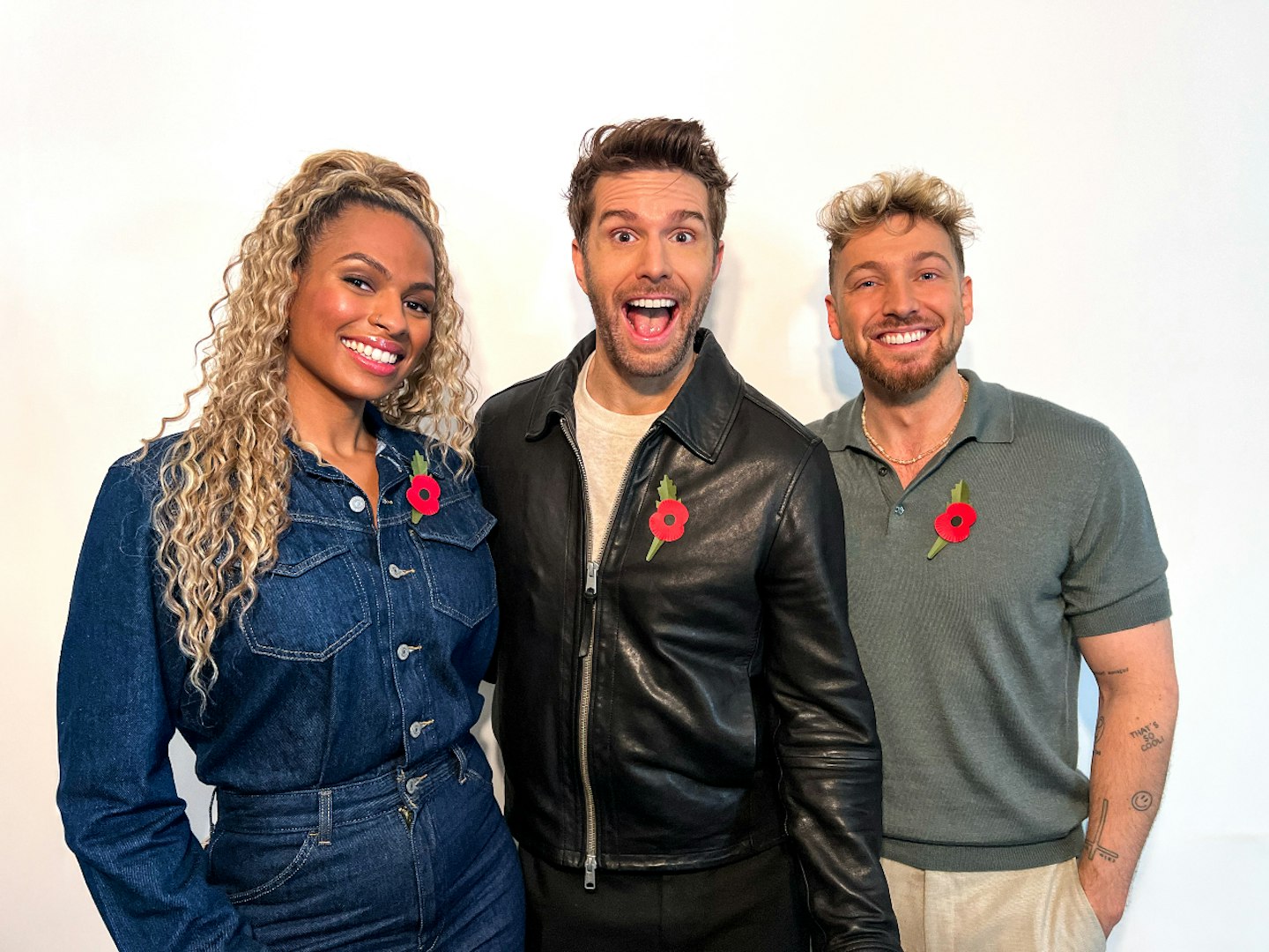 Kemi Rodgers, Joel Dommett and Sam Thompson