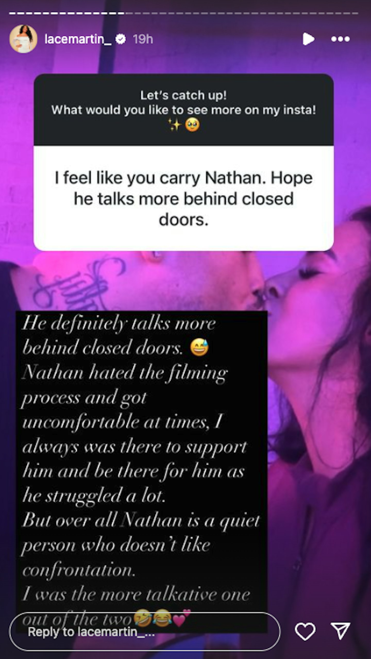 mafs lacey and nathan instagram story