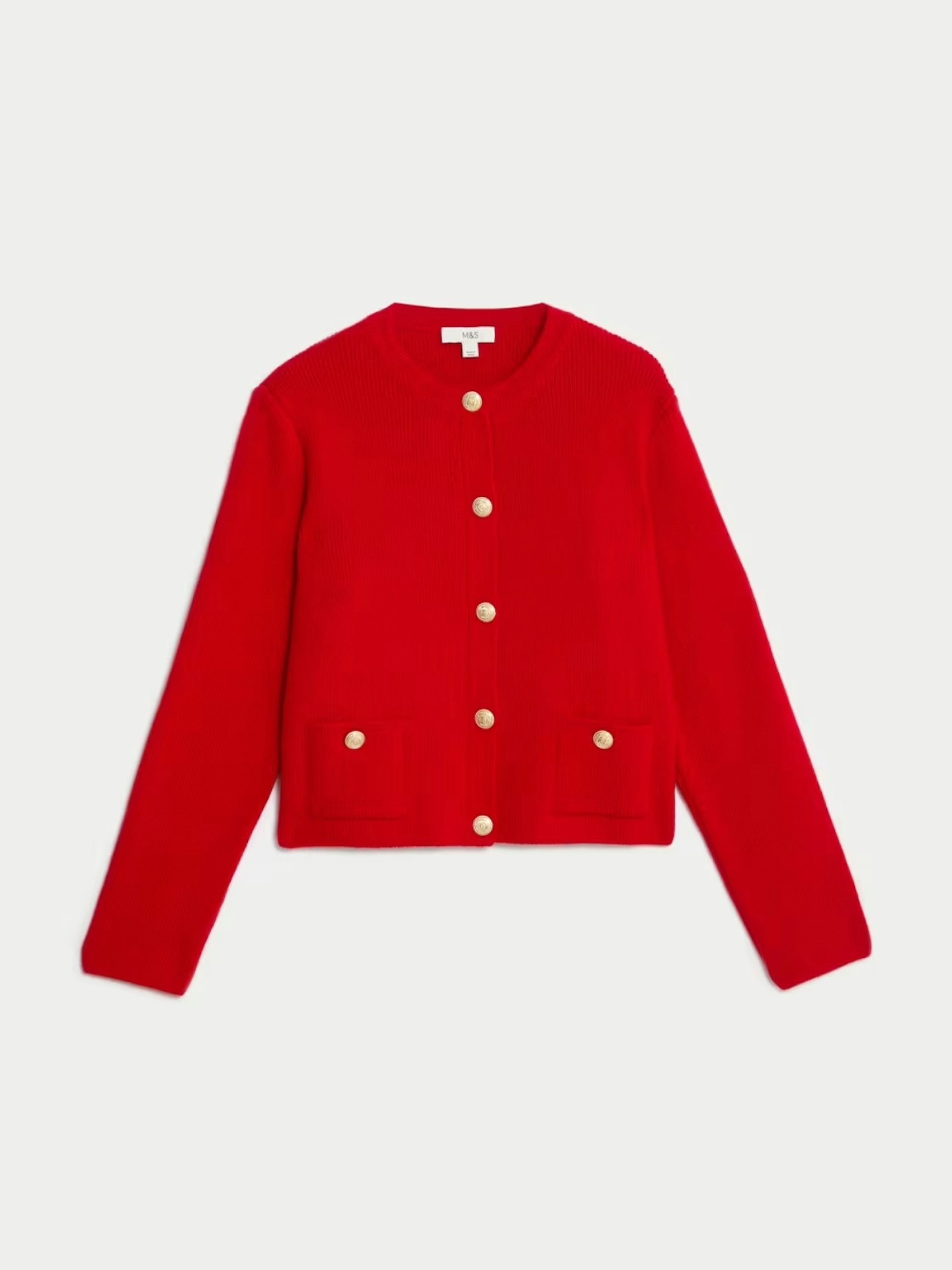 Marks & Spencer Crew Neck Cardigan Red