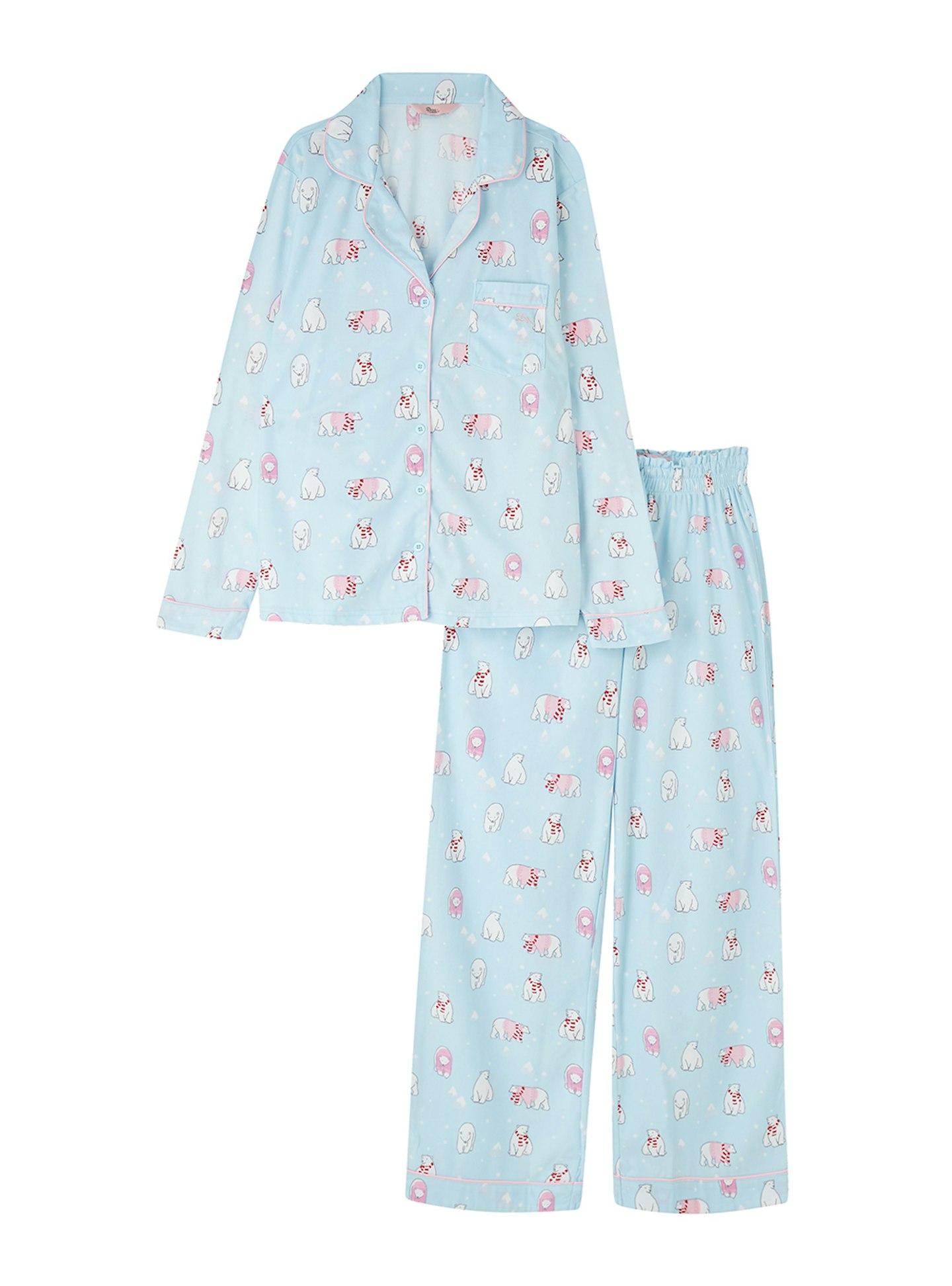 Polar bear fleece pyjamas in a bag - Blue Mix