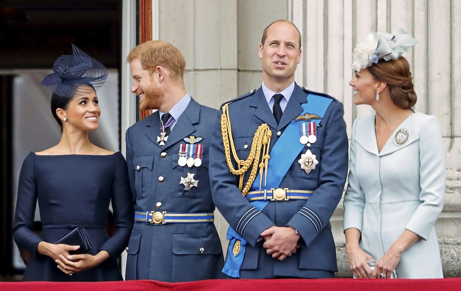 From L-R: Meghan Markle, Prince Harry, Prince William and Kate Middleton