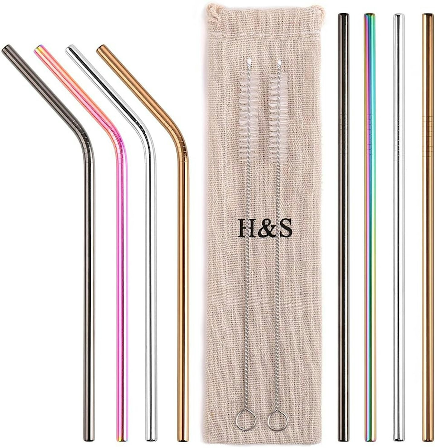 H&S 8PCS Metal Straws