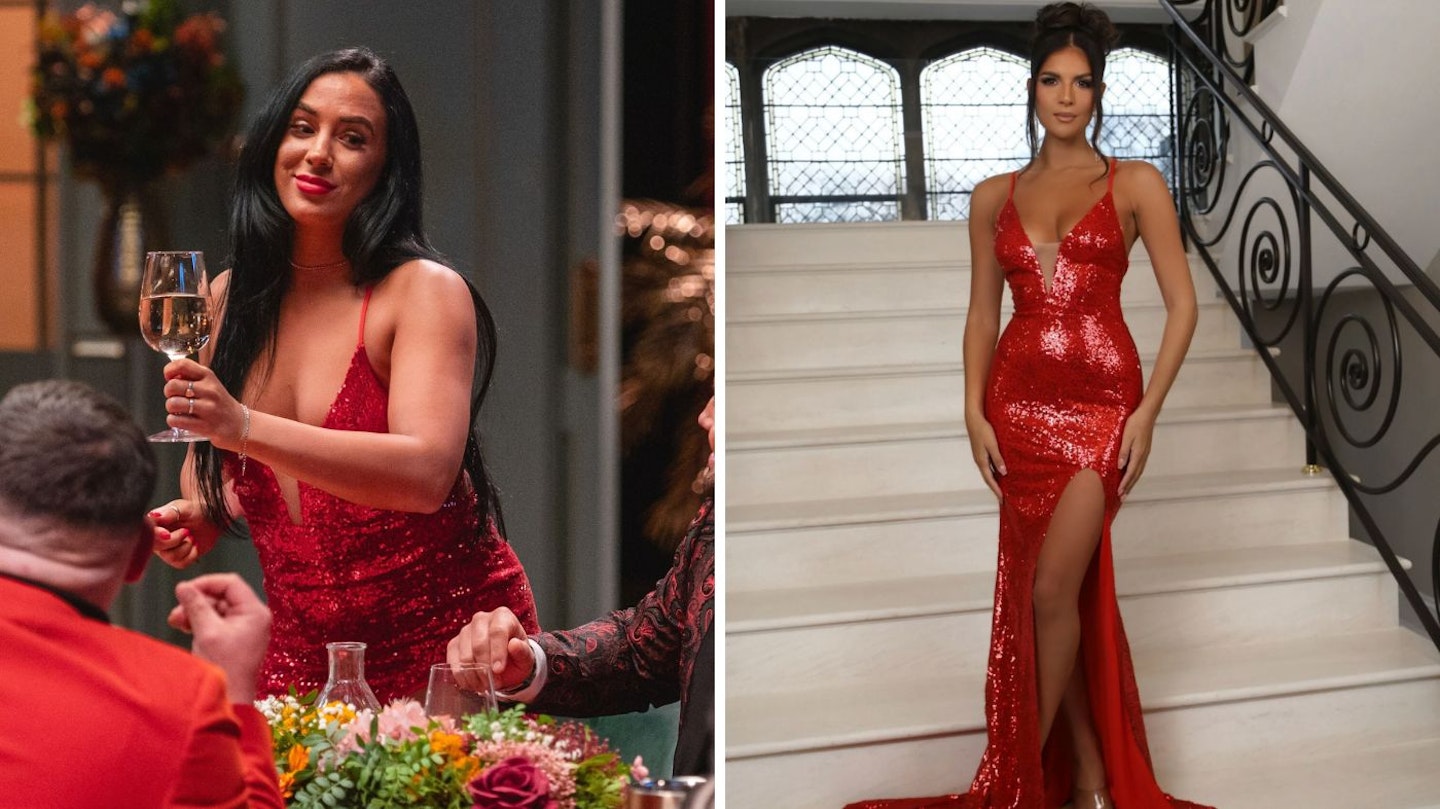 Lacey's red sequin gown