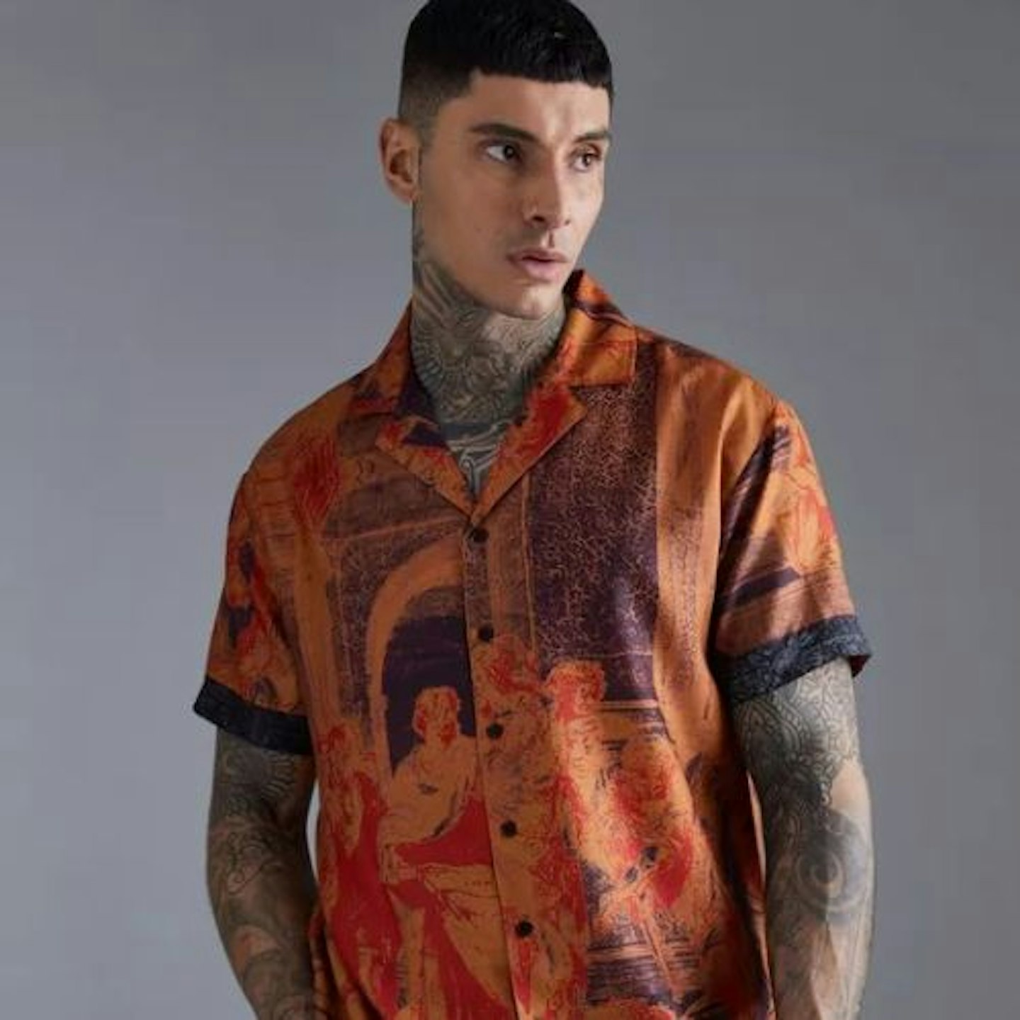 Short Sleeve Oversized Slub Painting Shirt