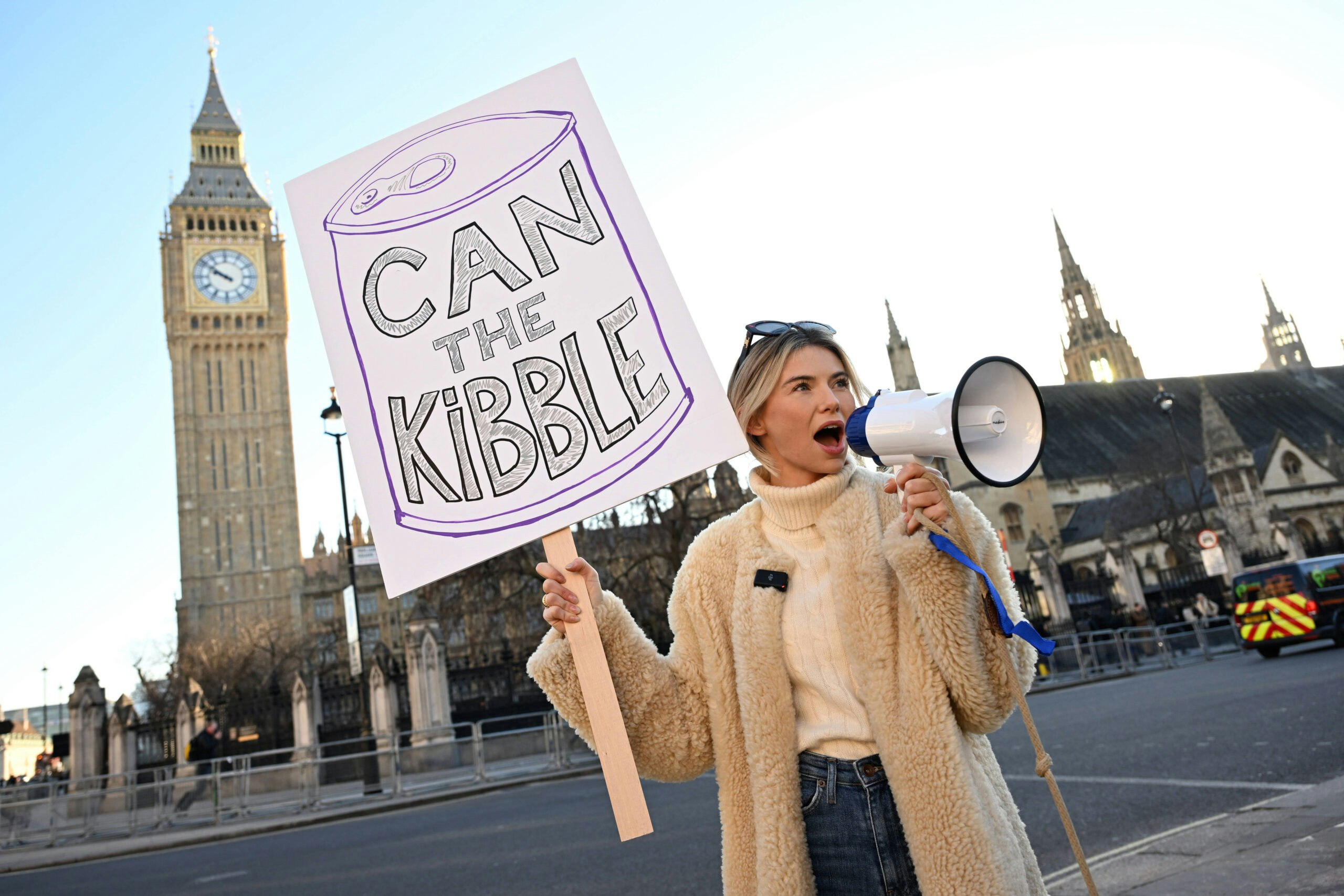 Georgia Toffolo launches her Pawtition outside the House of Parliament