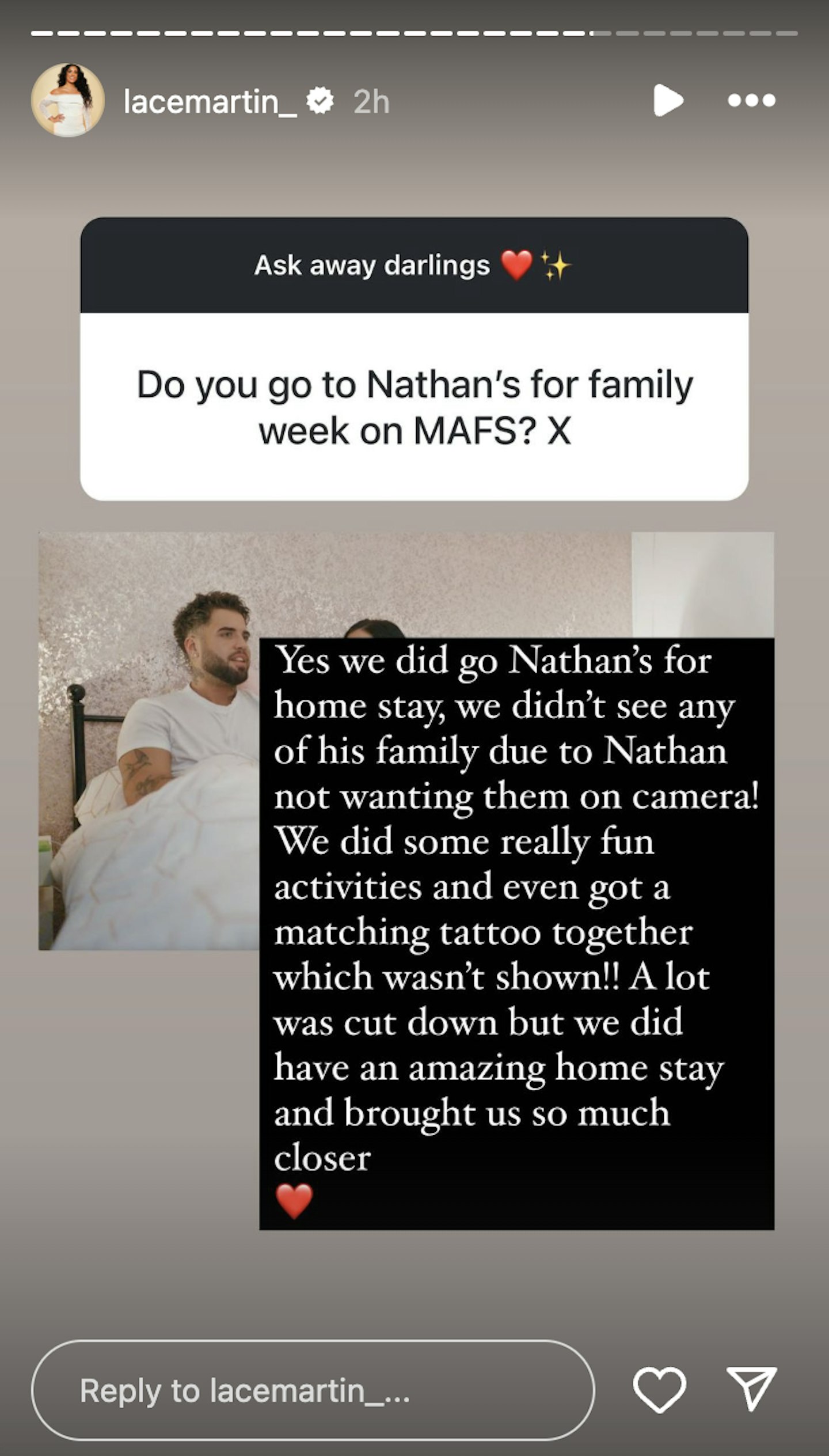 mafs lacey and nathan's homestay