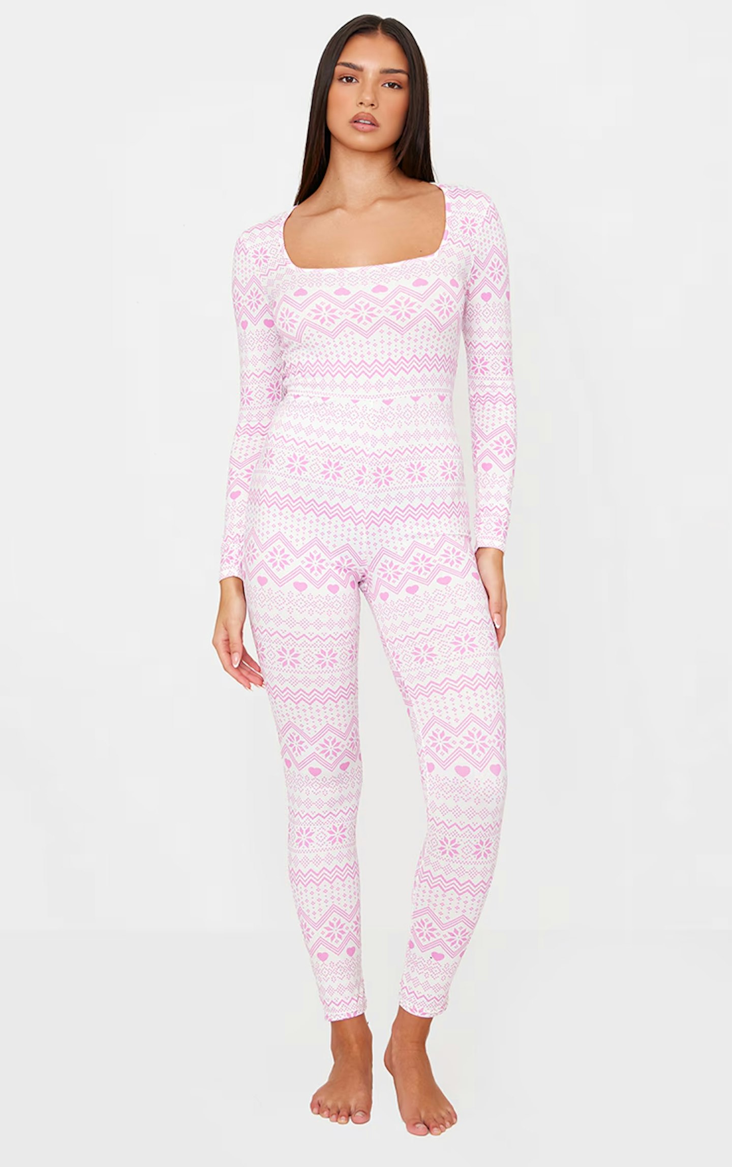 Pink Fairisle Long Sleeve Onesie 