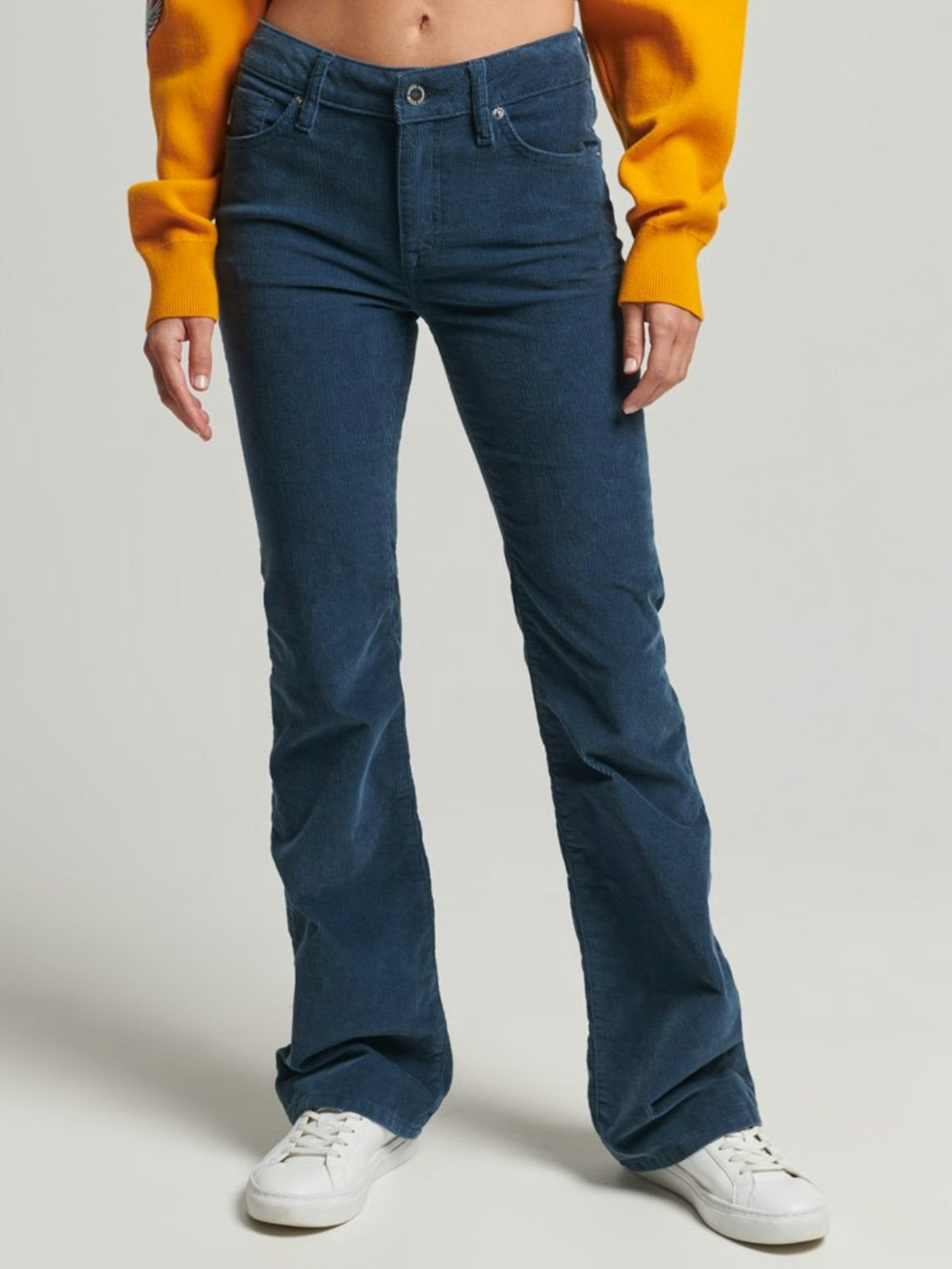 Mid Rise Slim Cord Flare Jeans