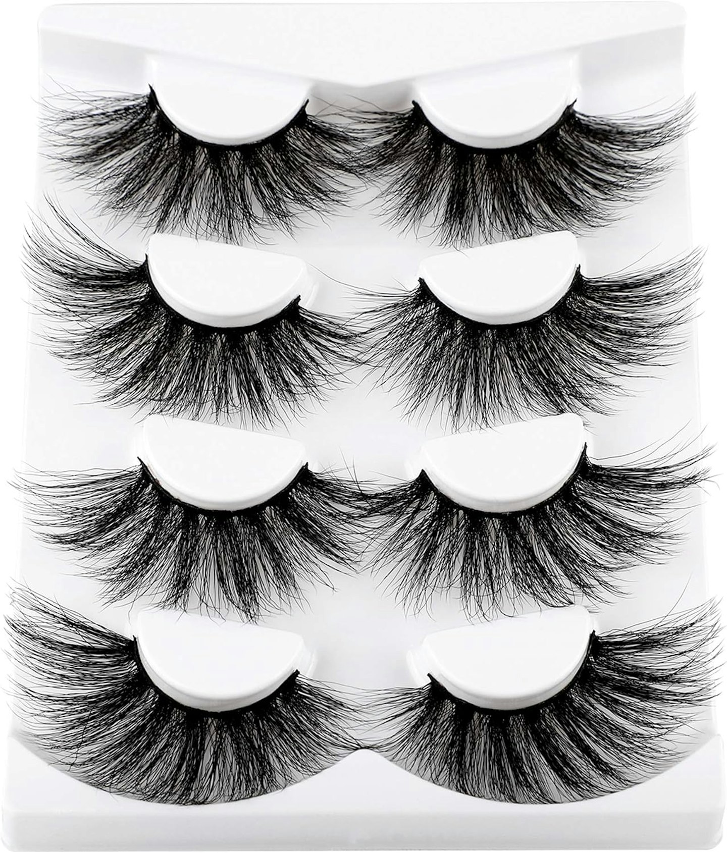 wiwoseo 25MM False Eyelashes Dramatic Long Cross Fluffy Thick Volume Eye Lashes 4 Pairs Pack