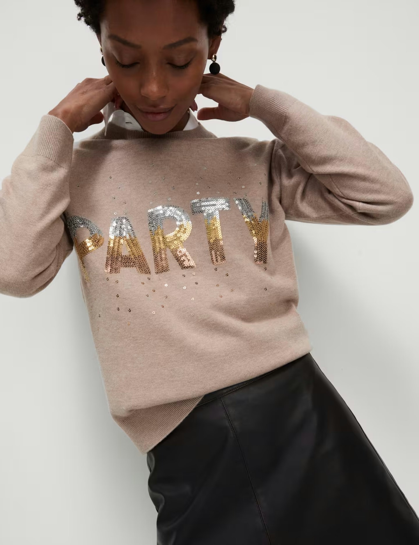 Soft Touch Sequin 'Party' Christmas Jumper