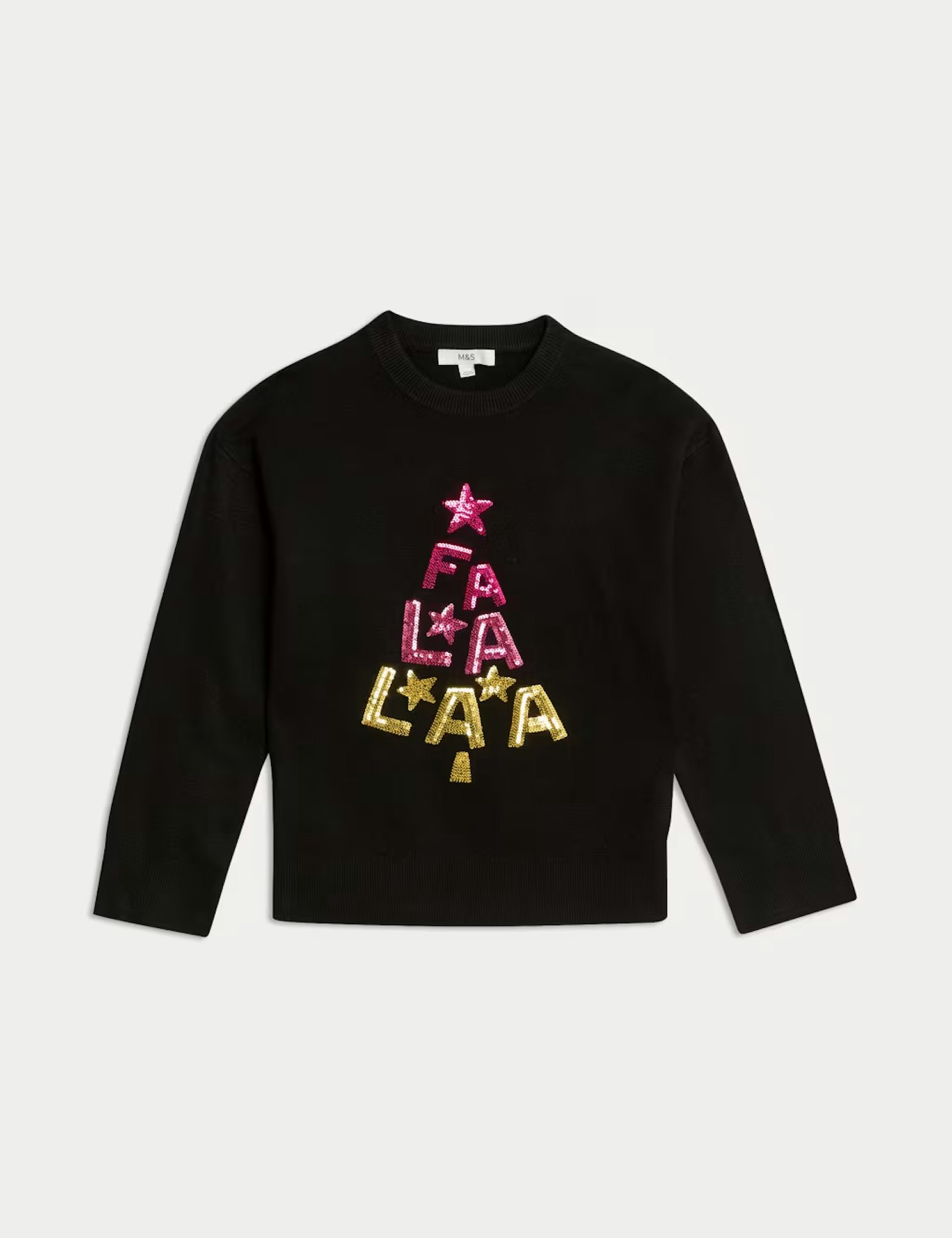 Air-Yarn Sequin 'Falalaa' Christmas Jumper