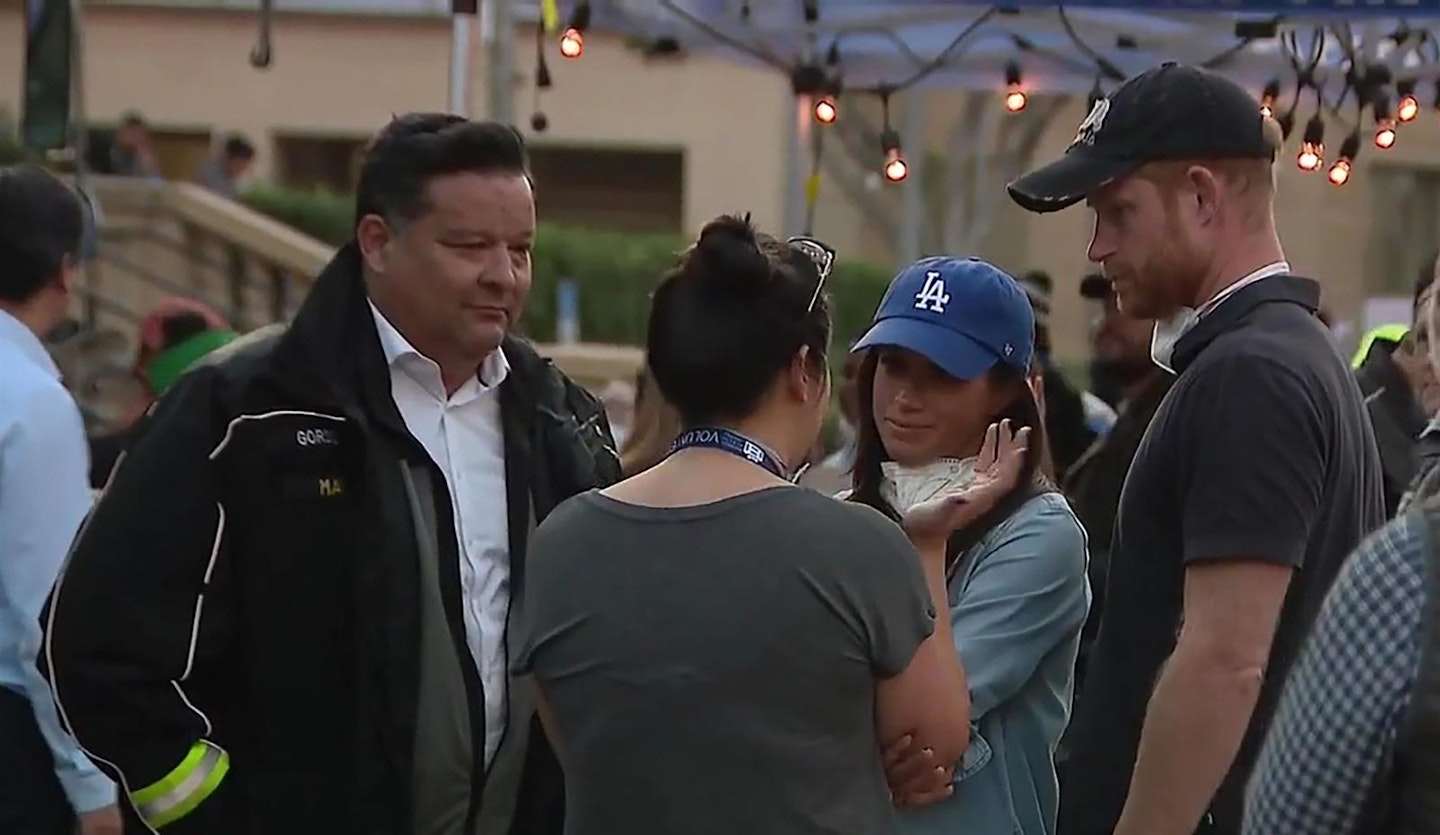 Meghan Markle and Prince Harry seen volunteering at the LA wildfires