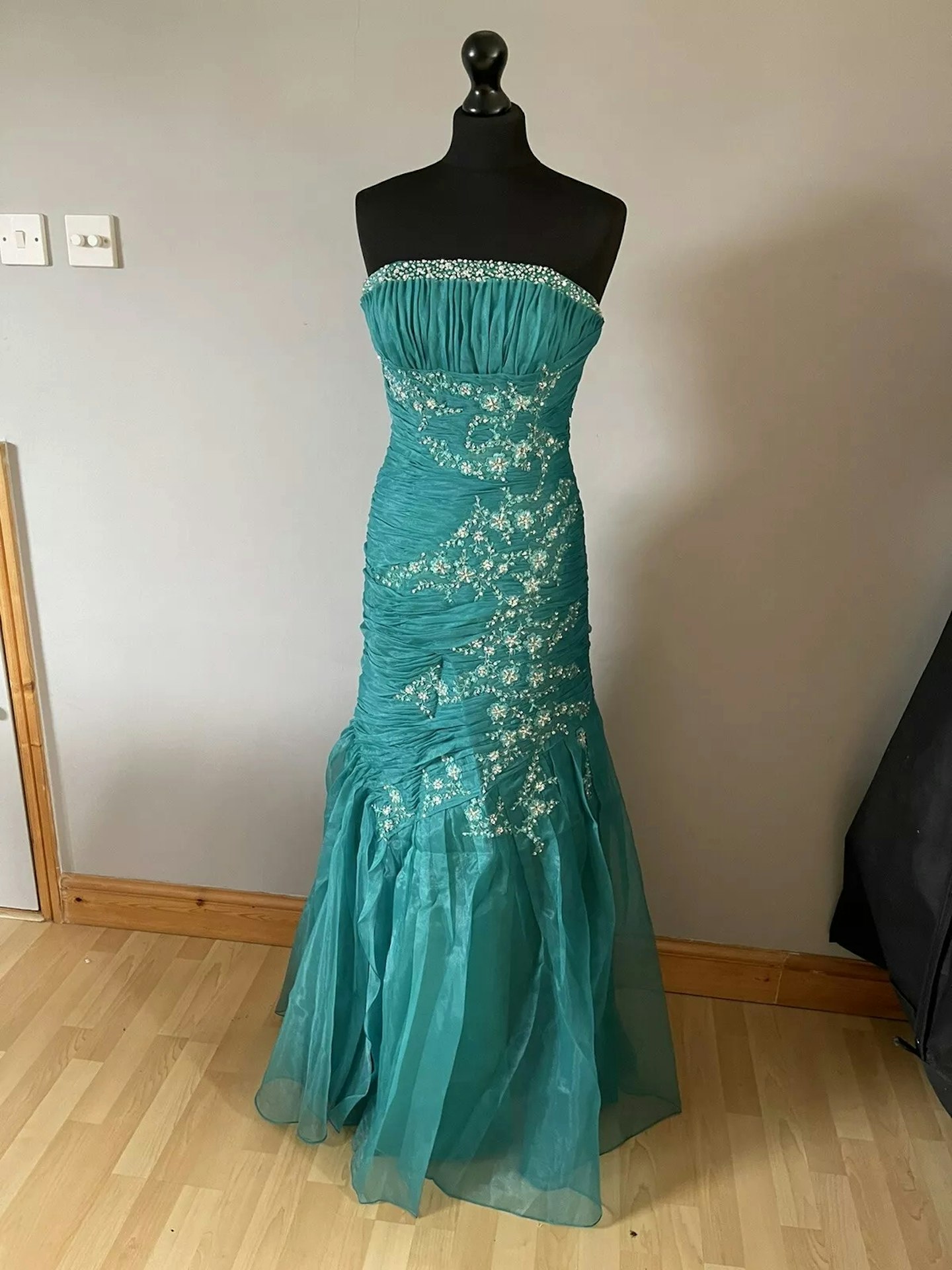 eBay Teal Strapless Organza Prom Dress