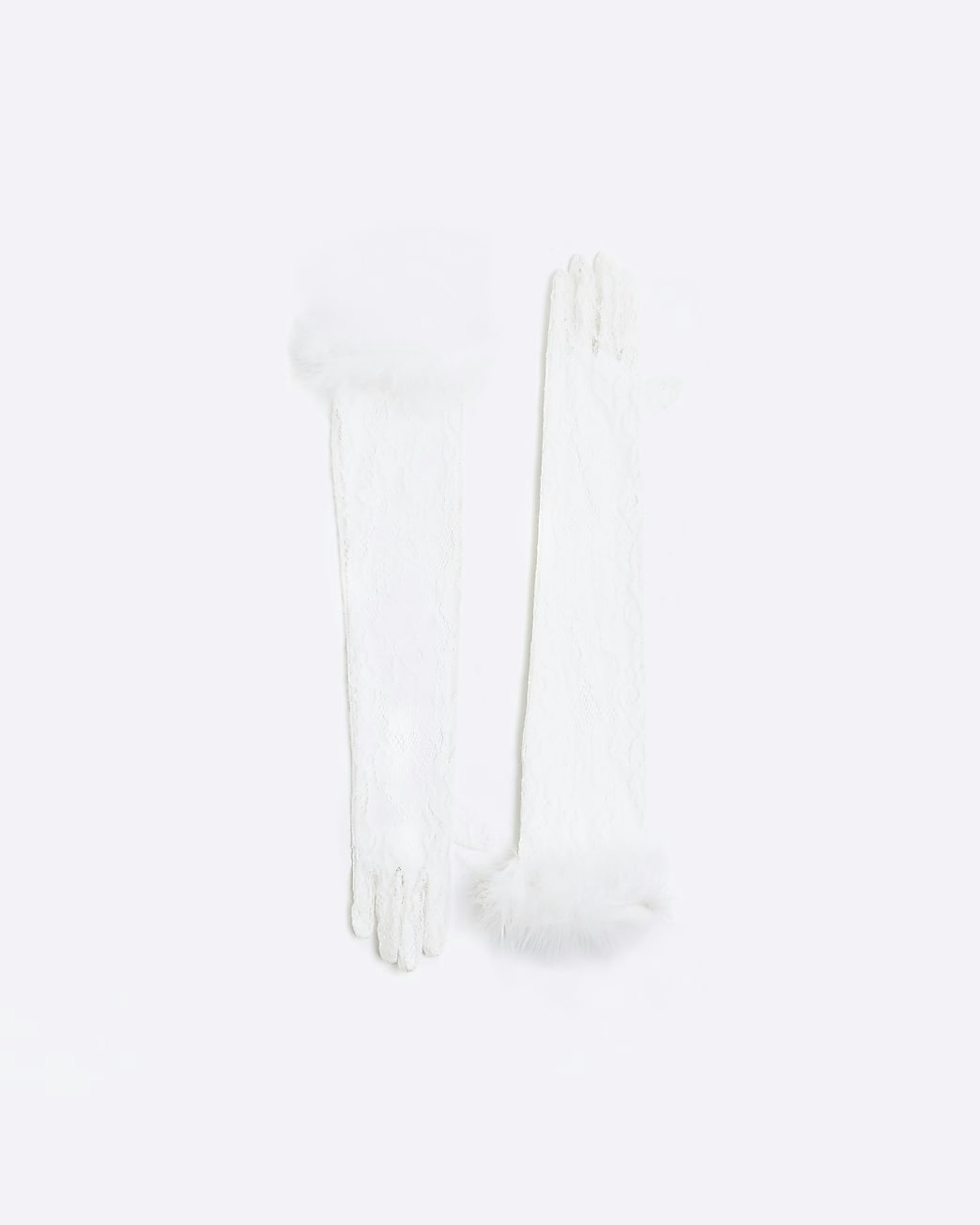 River Island White Lace Feather Gloves