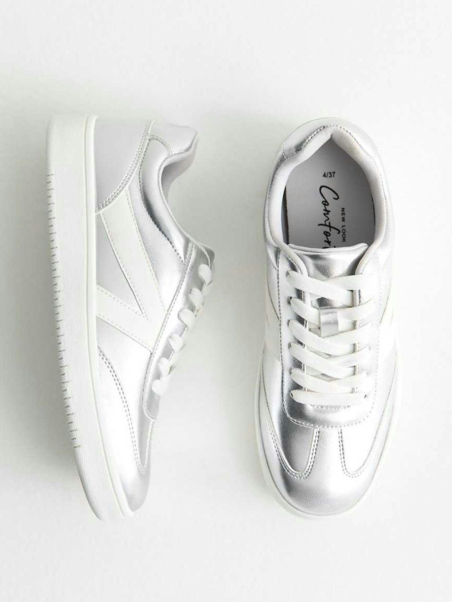 New Look Silver Lace-Up Trainers