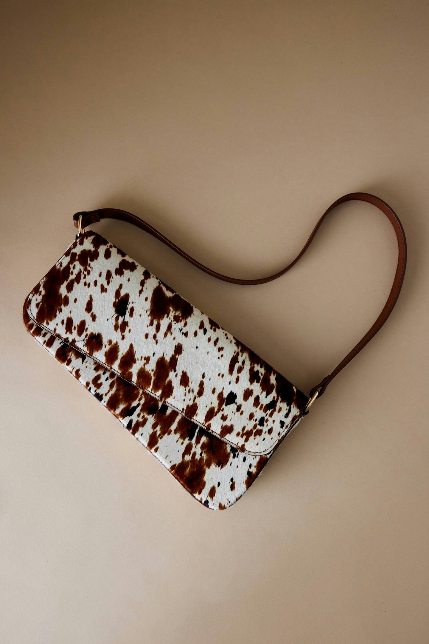 Anthropologie Animal Print East West Leather Shoulder Bag