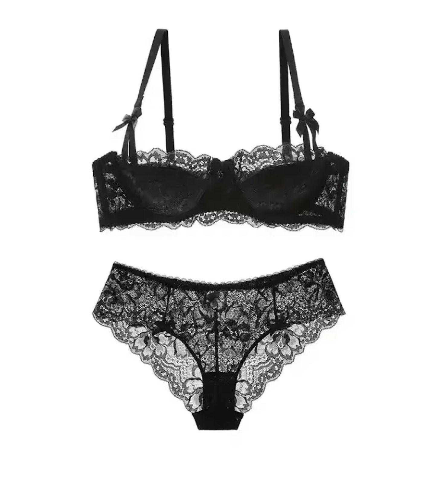 Black romantic lace bra set