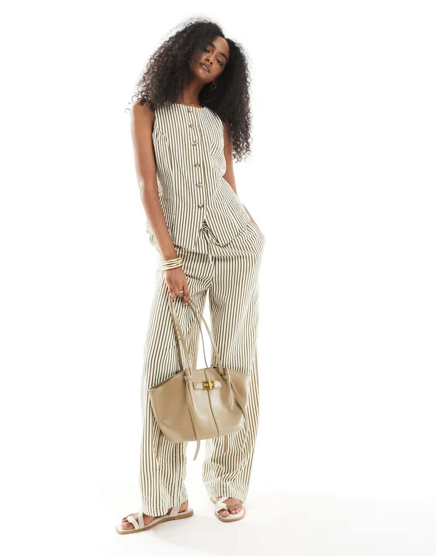 asos green and white stripe co ord