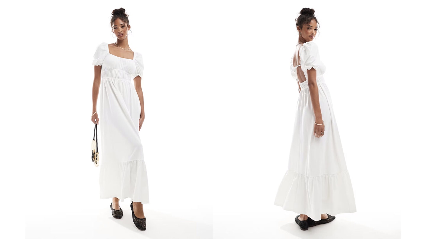 asos miss selfridge puff sleeve maxi dress