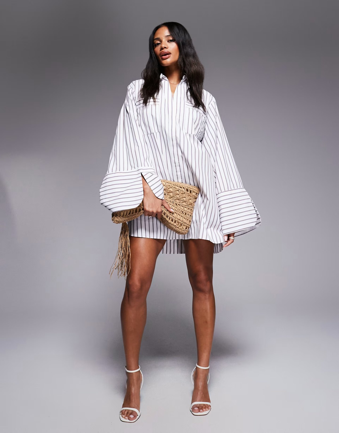 asos pinstripe oversized mini dress