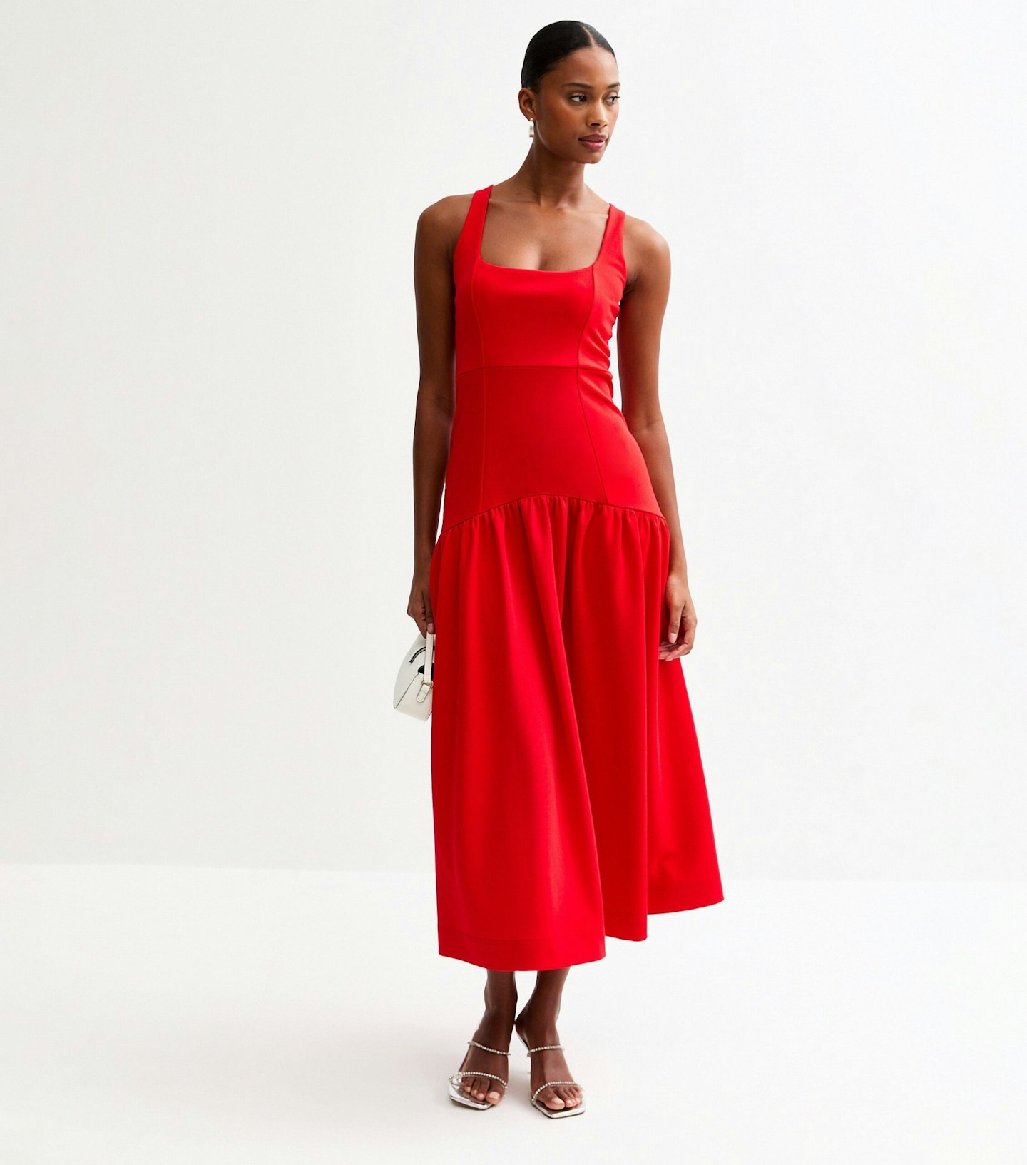 New Look Square Neck Crepe Midi Dress
