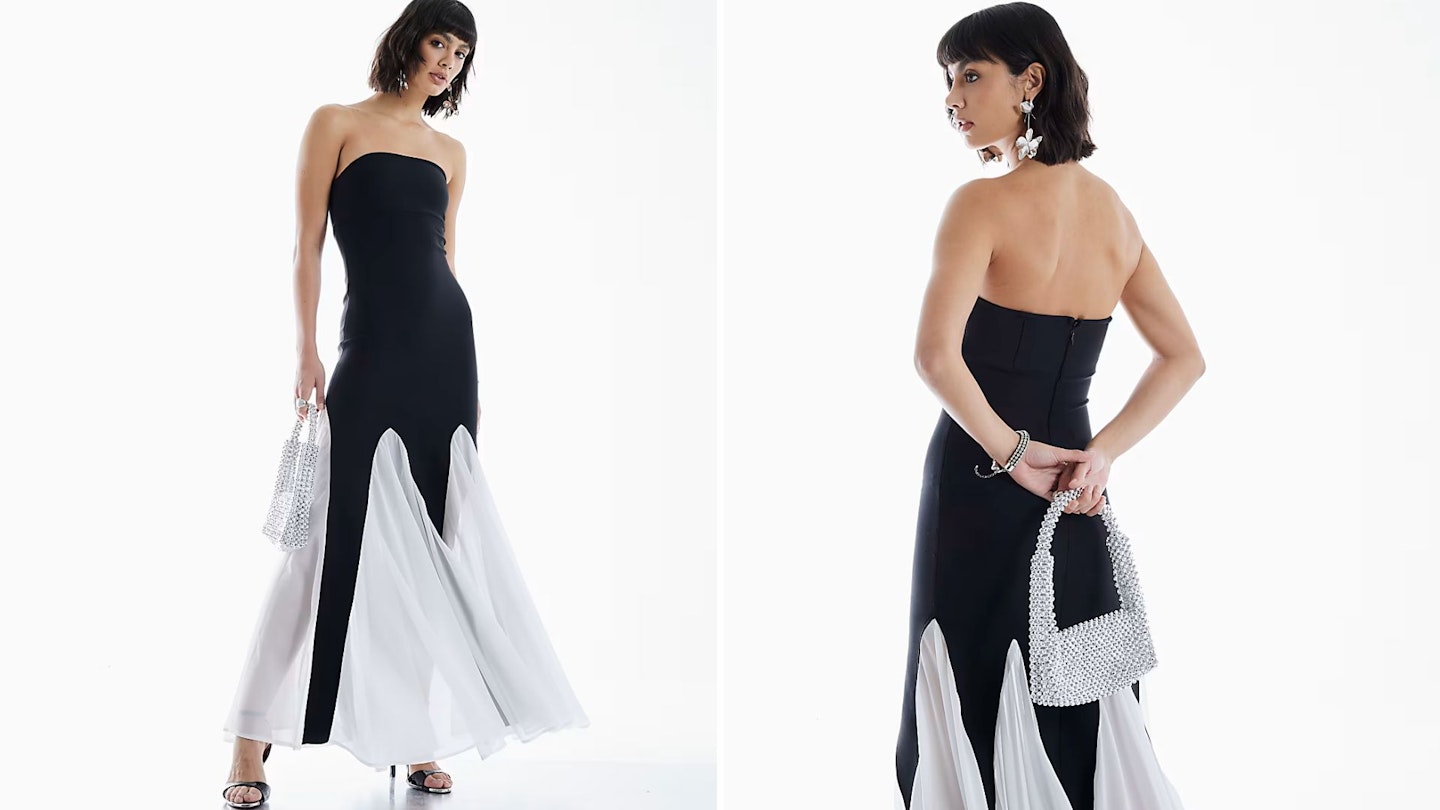 river island bandeau monochrome maxi dress