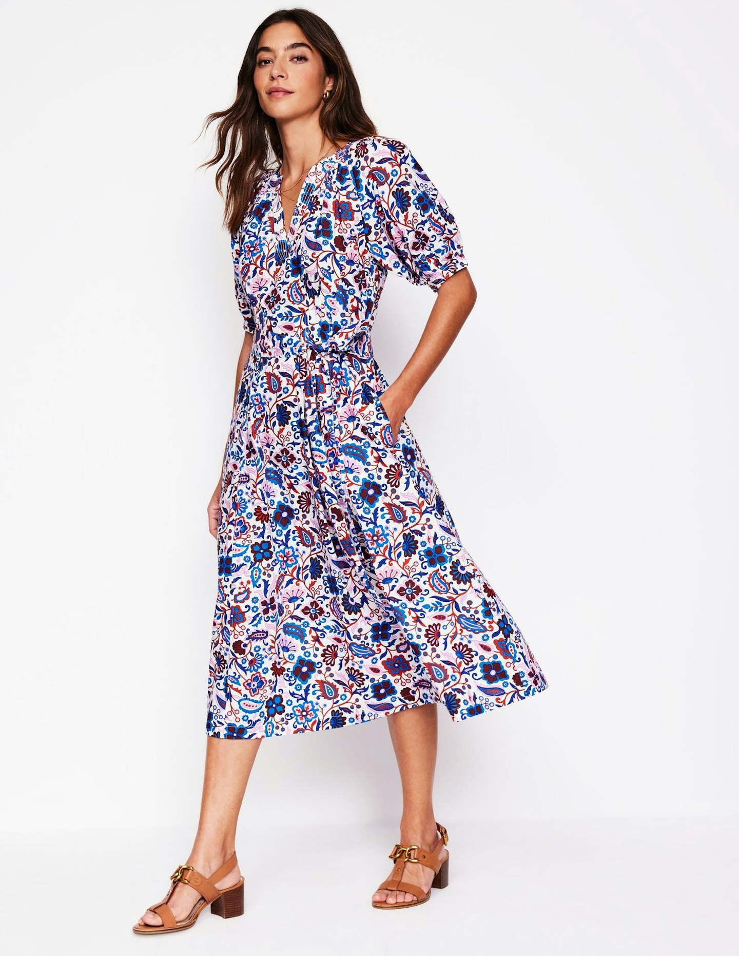 Boden Bria Puff Sleeve Midi Dress