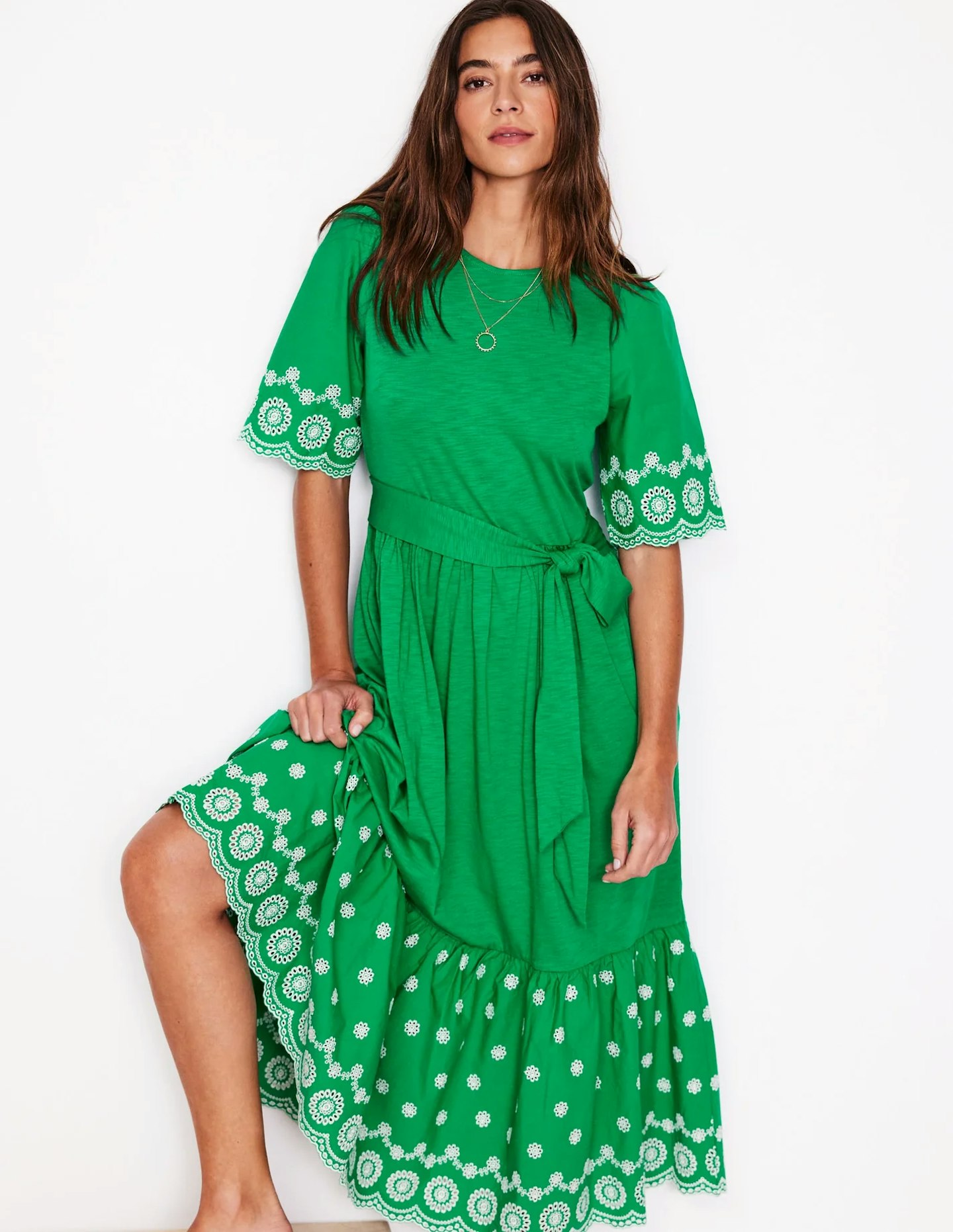 Boden Isabel Broderie Mix Maxi Dress