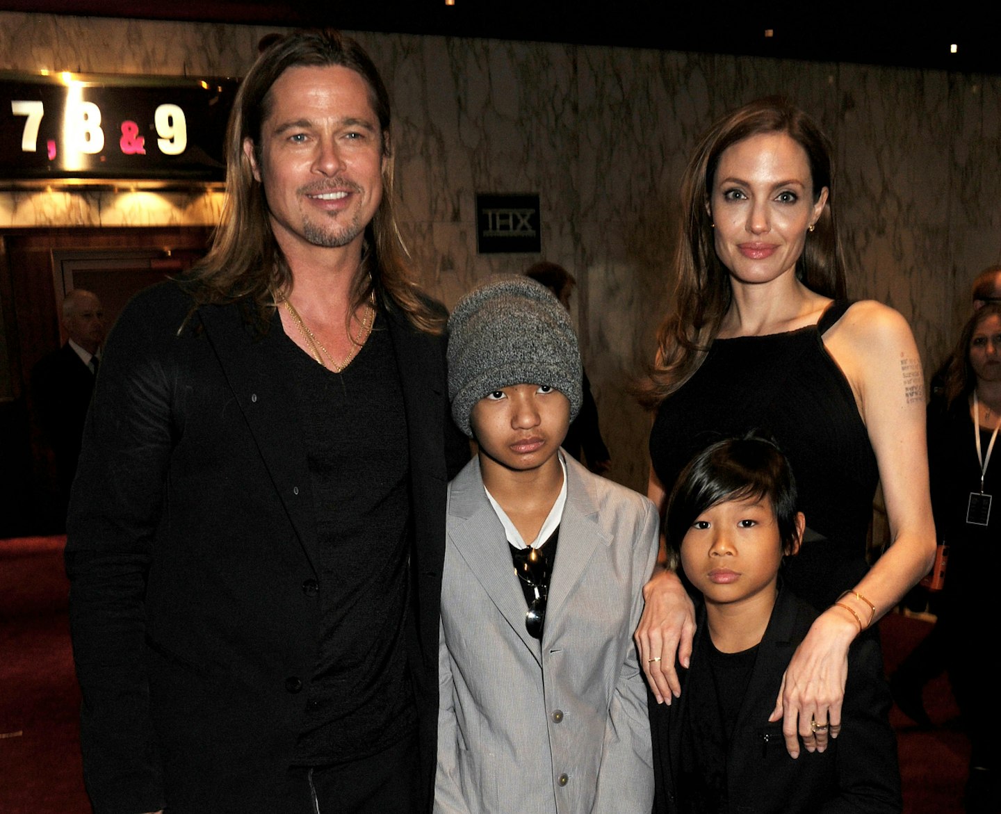 Brad Pitt, Angelina Jolie, Maddox and Paz