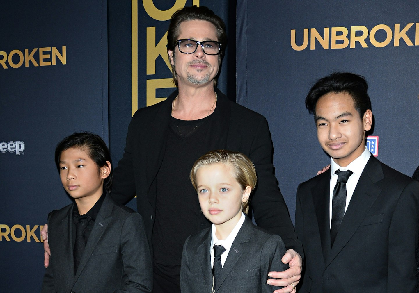 Brad Pitt, Maddox, Pax and Shiloh
