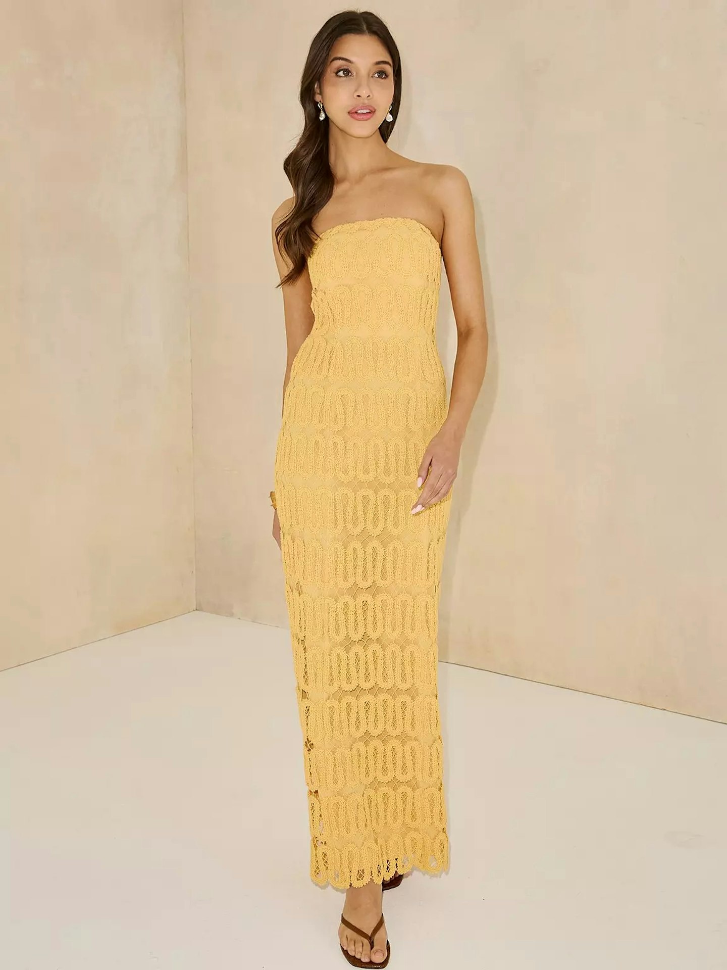 MICHELLE KEEGAN CROCHET BANDEAU MIDAXI DRESS