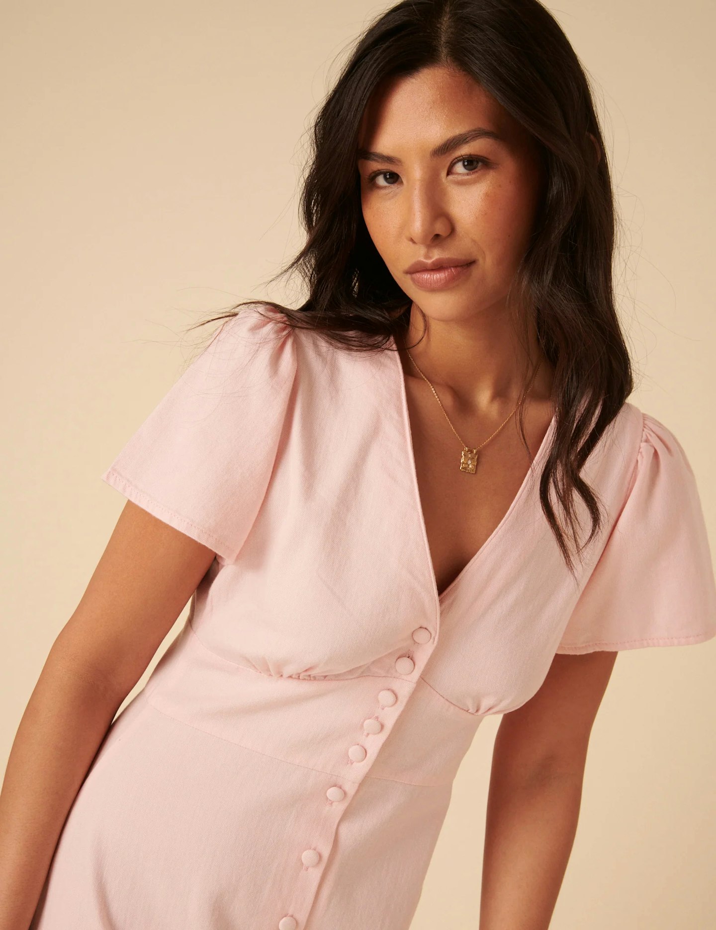 Nobody's Child pink denim Rosie midi dress