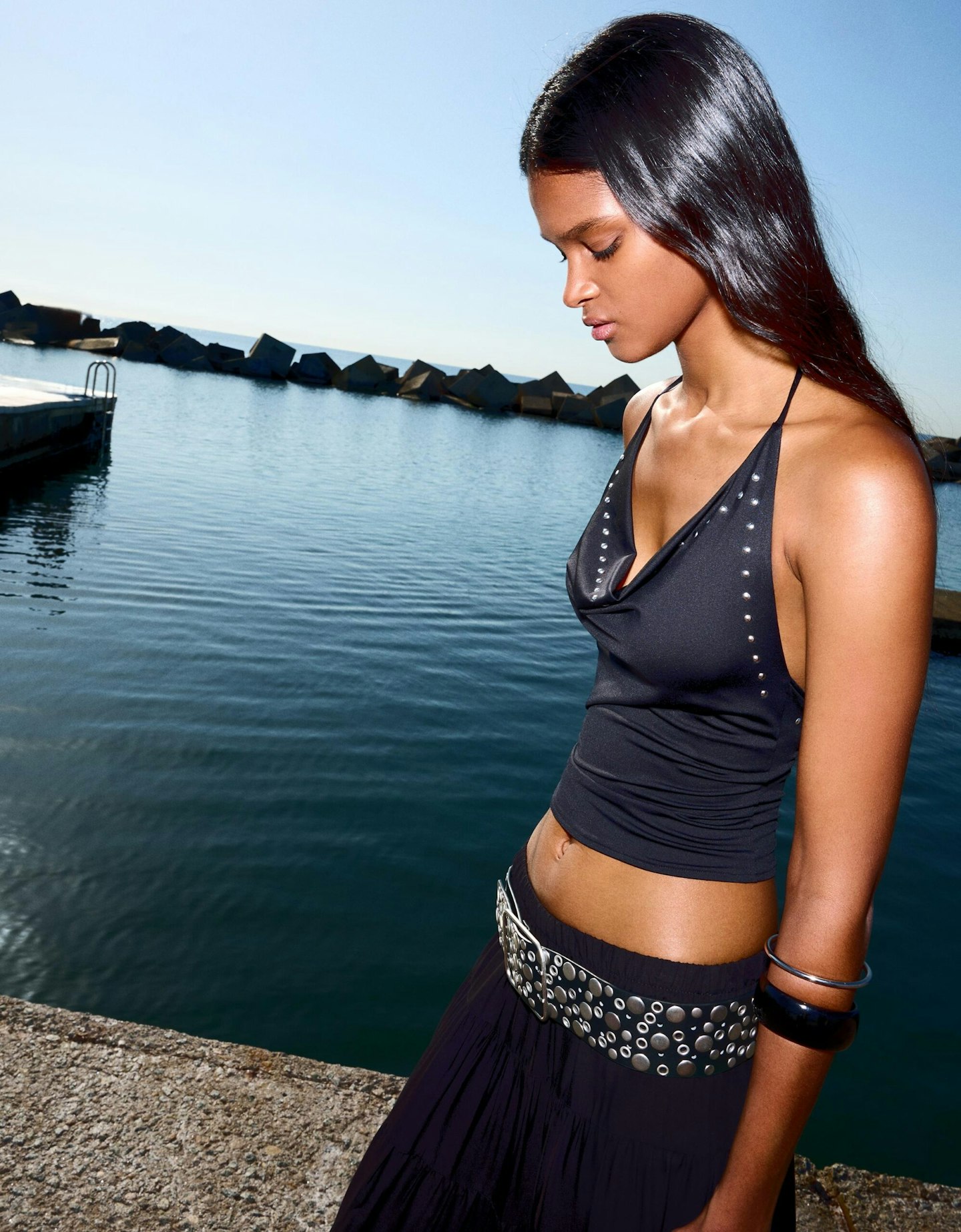 Bershka Draped Top with Studs