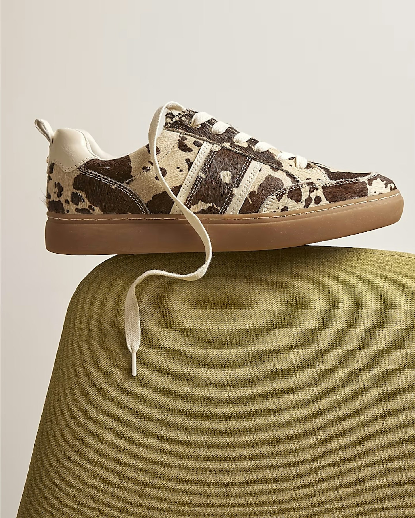 River Island Brown Cow Print Lace-Up Trainers