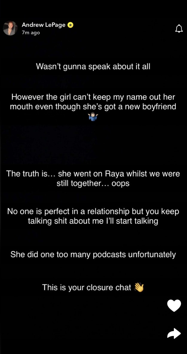 andrew le page snapchat statement tasha