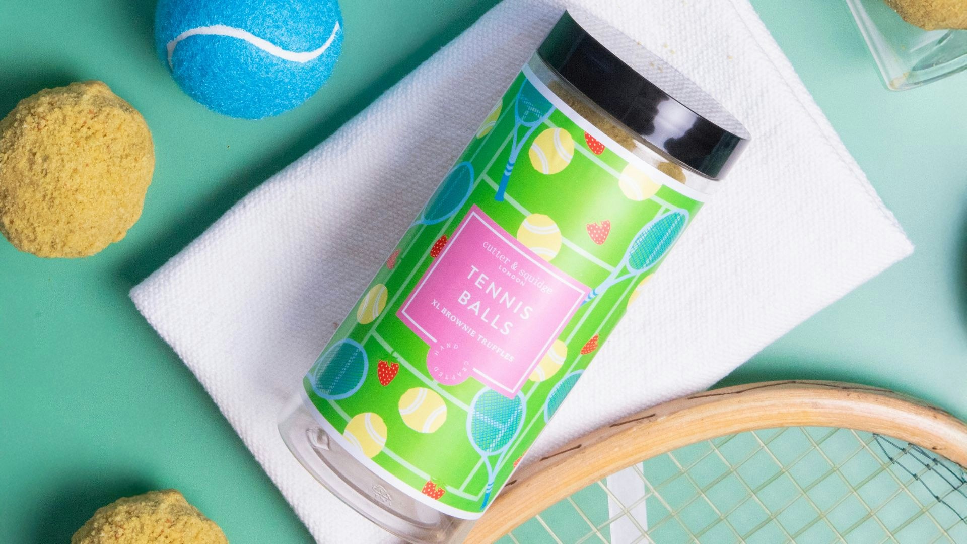 tennis ball sized truffles on a bright background