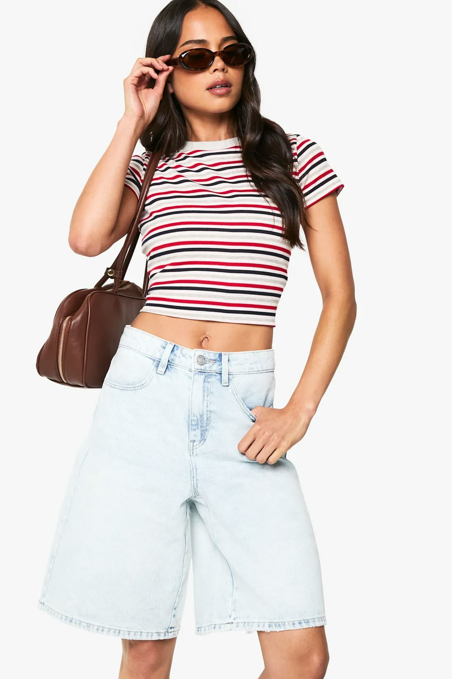 Boohoo Mid Rise Denim Jorts