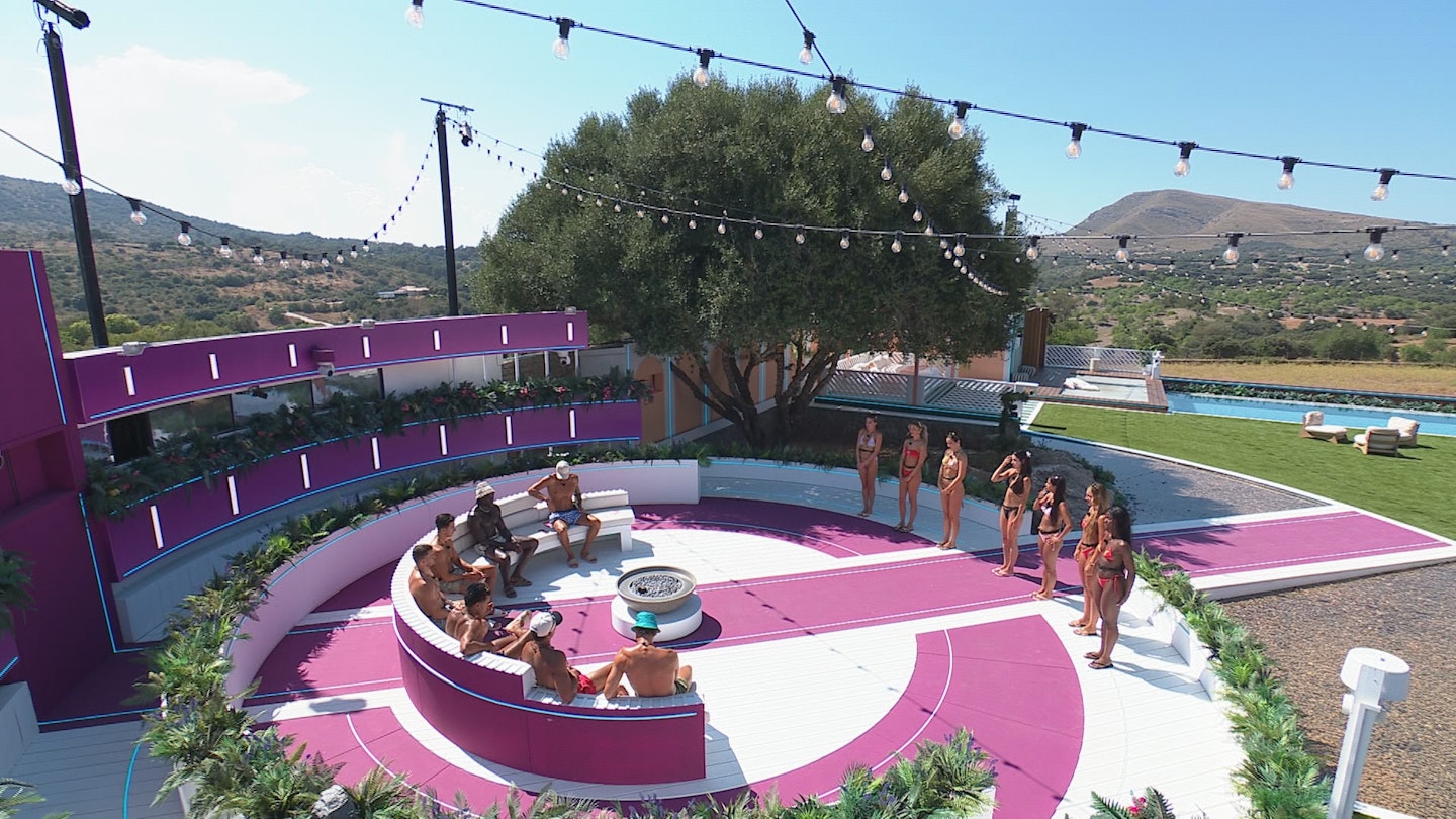 Love Island 2025 cast around the fire pit