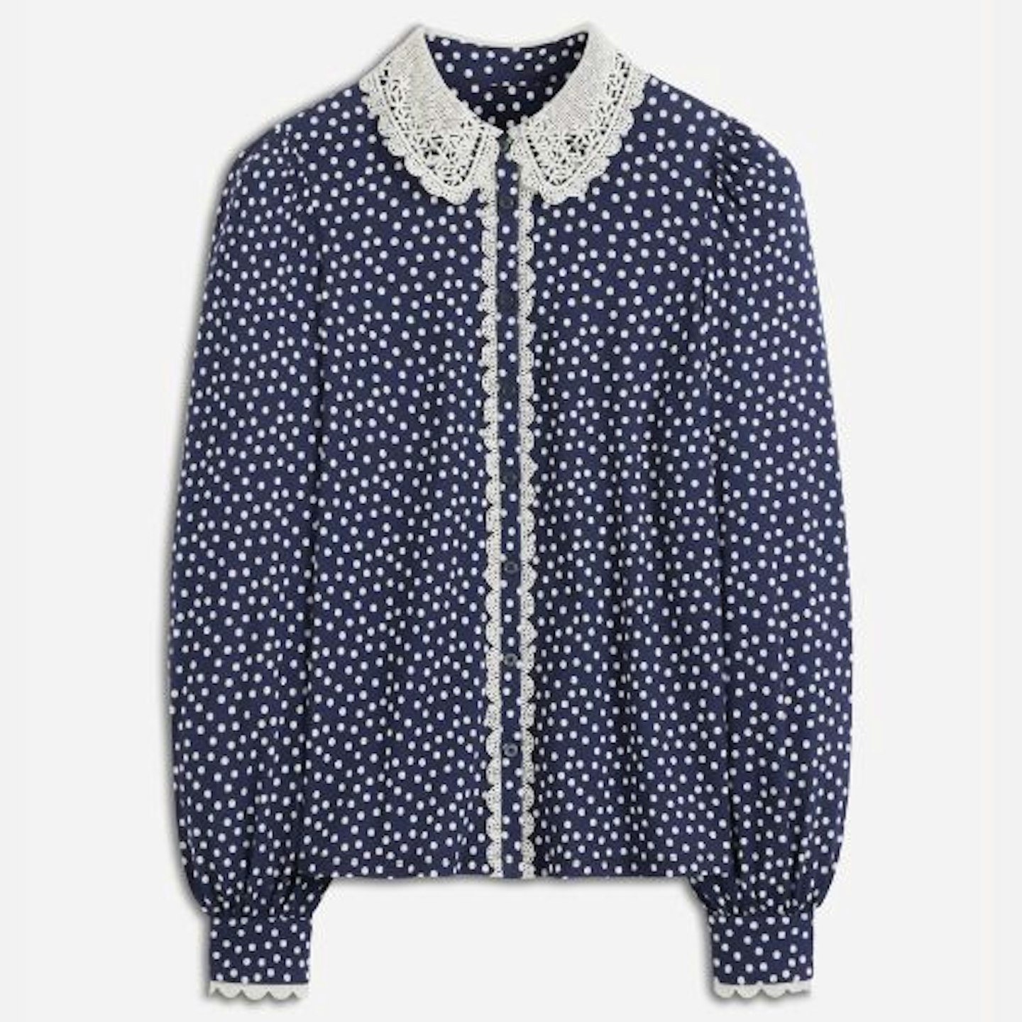 Boden Lace Collar Blouse in Navy