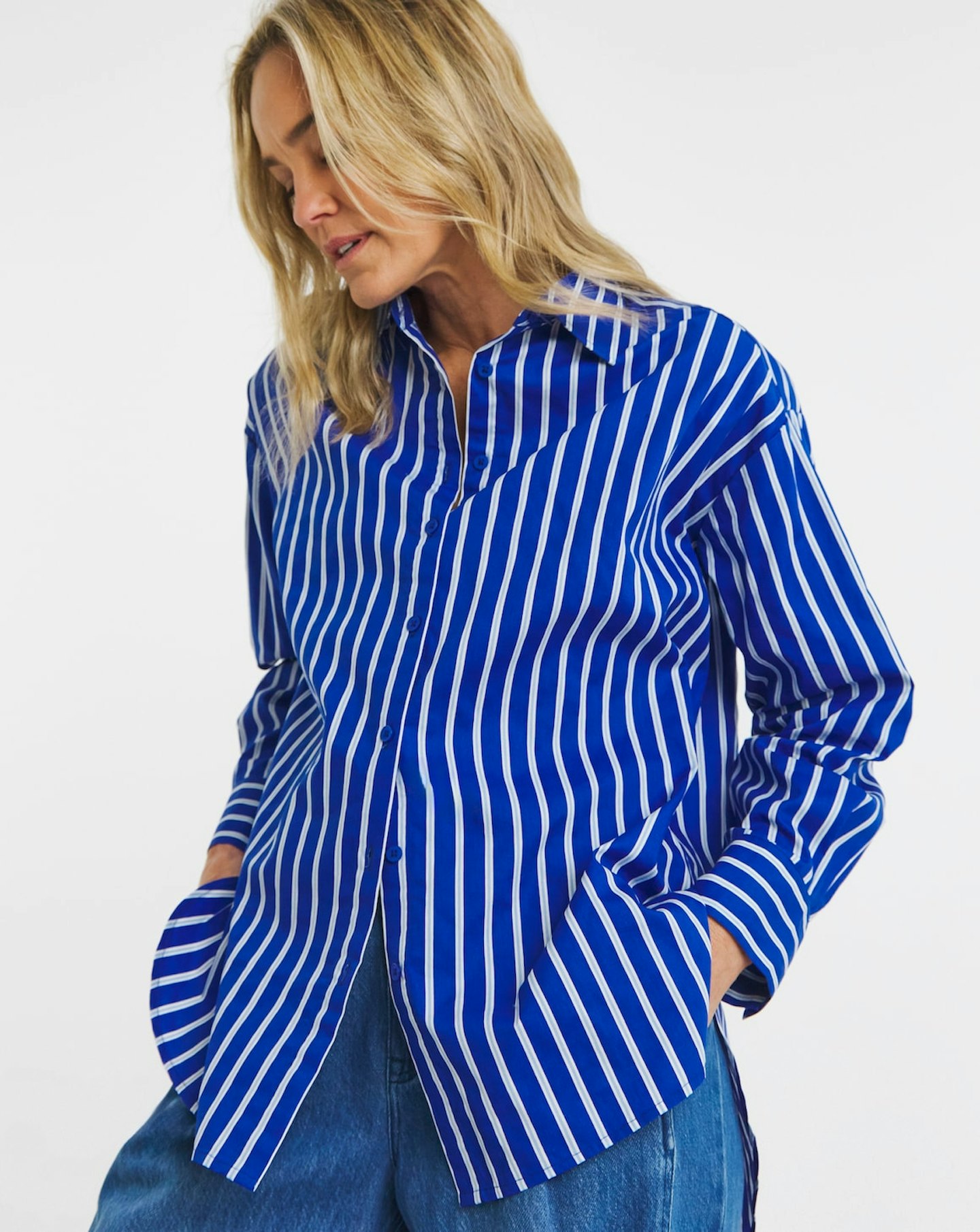JD Williams Cotton Poplin Oversized Stripe Shirt