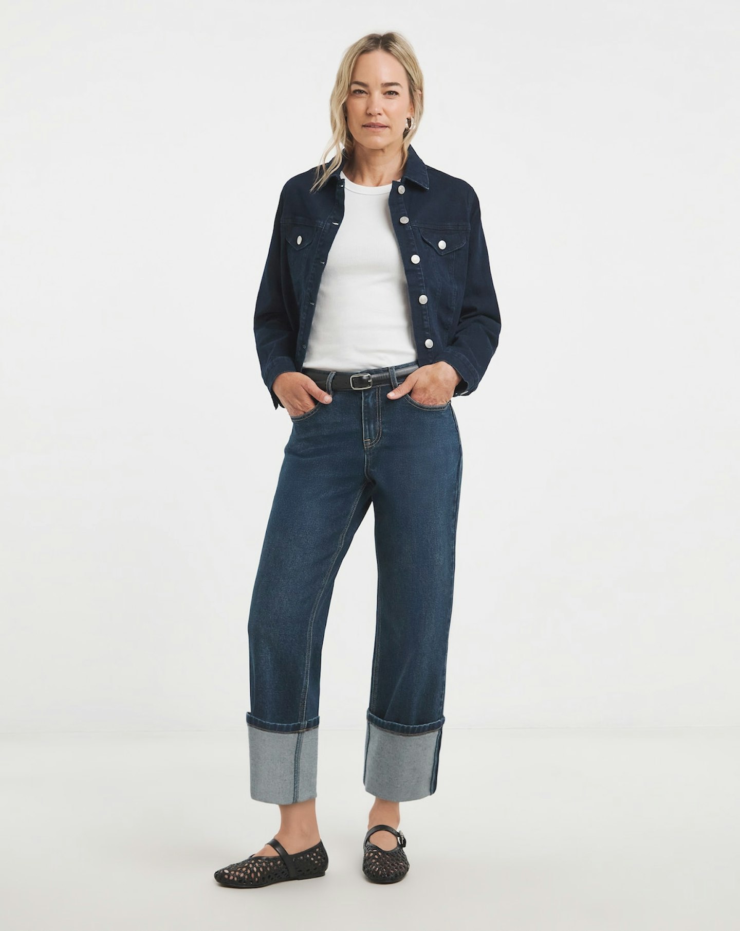 JD Williams Dark Blue Turn Up Straight Leg Jean